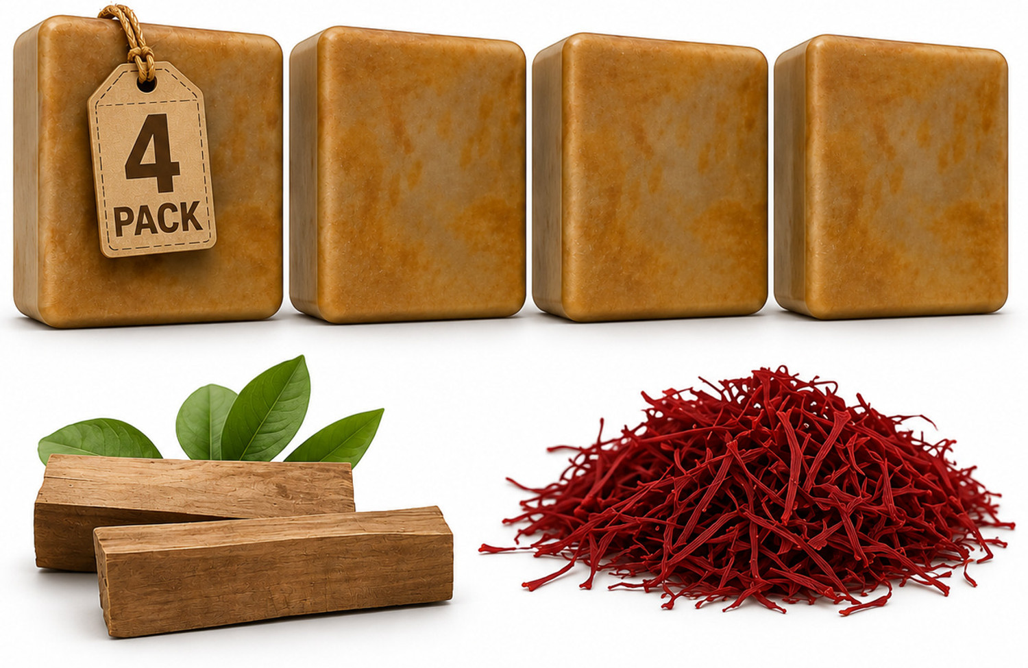 Freshila Sandalwood & Saffron Soaps Pack of 4 (400 g) - Image 6