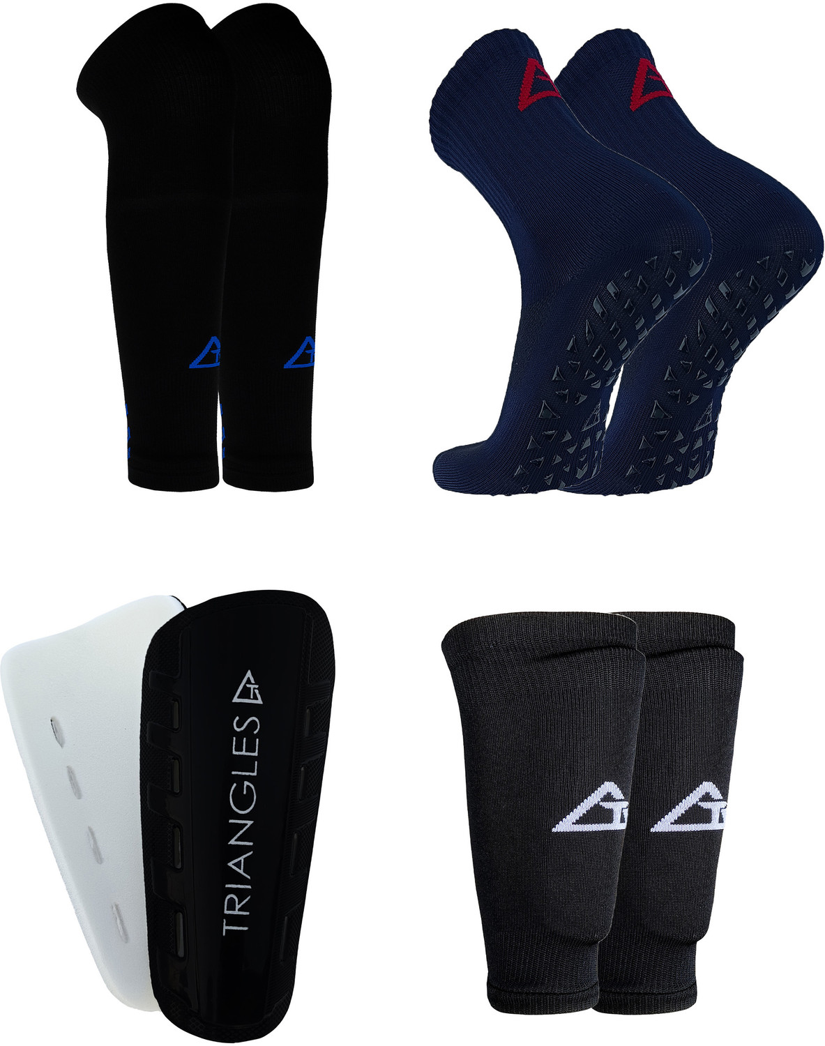 Image of Triangles Sports Hosiery Football Socks Combo with Shin Guard, Leg Sleeve & Shin Guard Supporter Football Kit