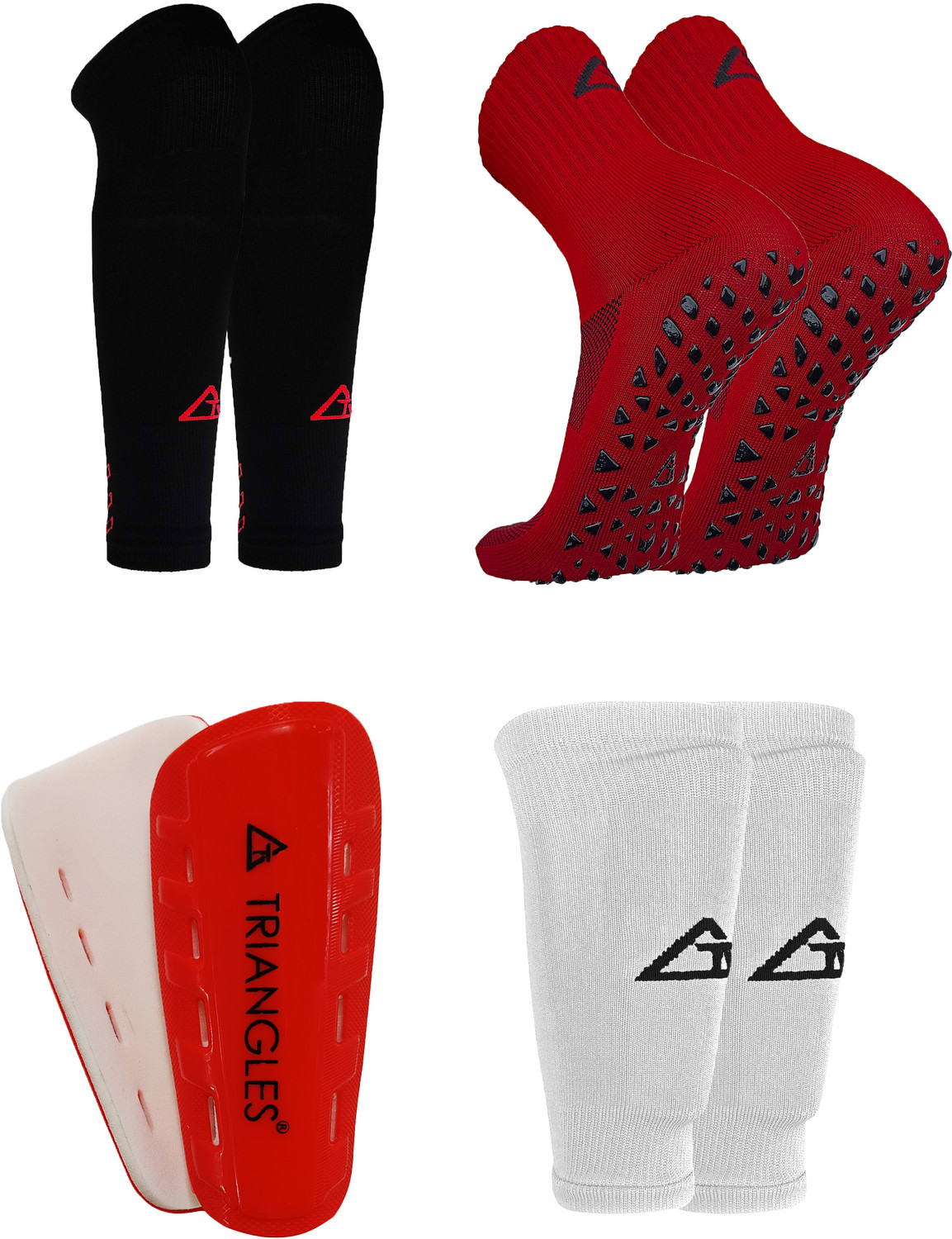 Image of Triangles Sports Hosiery Football Socks Combo with Shin Guard, Leg Sleeve & Shin Guard Supporter Football Kit