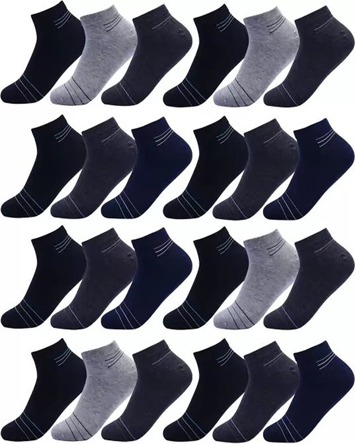 Image of MJE Men & Women Striped, Color Block, Solid Ankle Length, Peds /Footie /No-Show (Pack of 12)