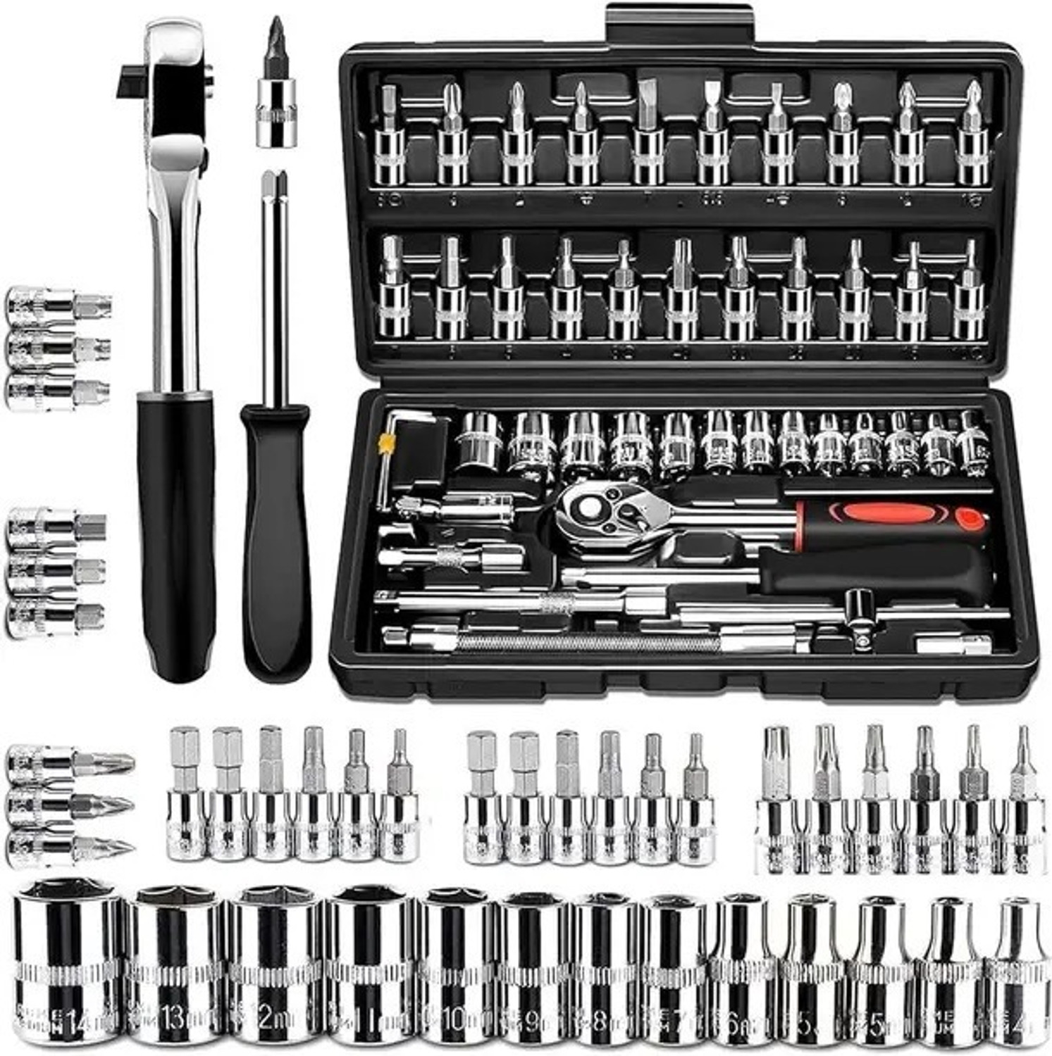 Image of Zike Tool Kit Multicolor TOOL KIT 46 PCS Tool Box Socket Set (Pack of 1)