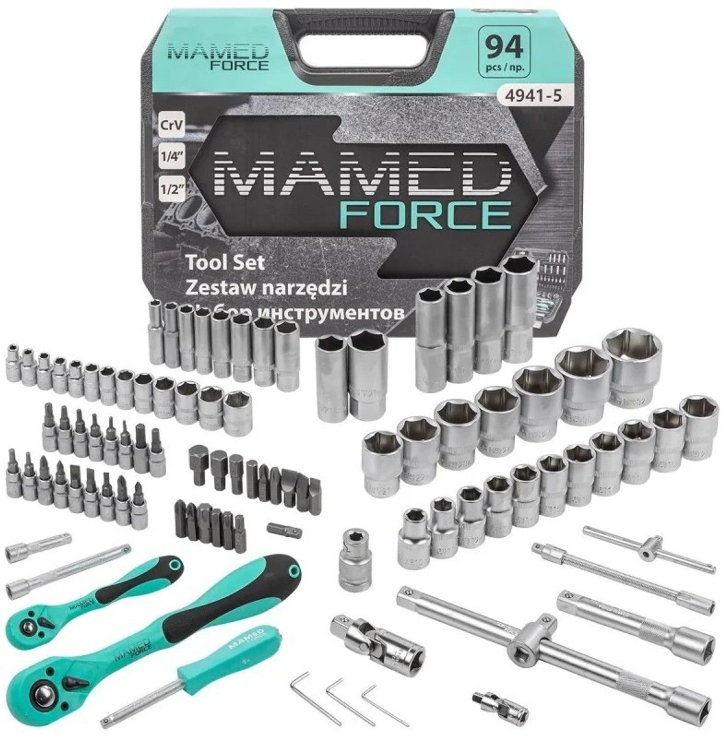 Image of MAMEDFORCE 216Pc Tool Set Socket Kit 1 /4 3 /8 1 /2 Ratchet Wrench Set 4-32mm CrV Socket Set (Pack of 1)