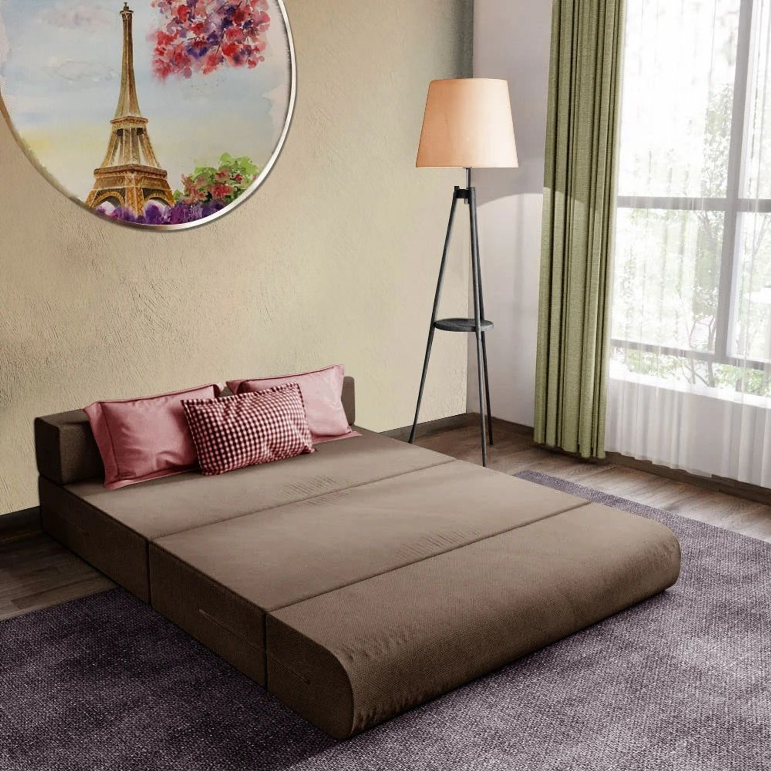 Image of sofaxyz 1 Seater Single Plastic Pull Out Sofa Cum Bed (Finish Color - black Delivery Condition - DIY(Do-It-Yourself))