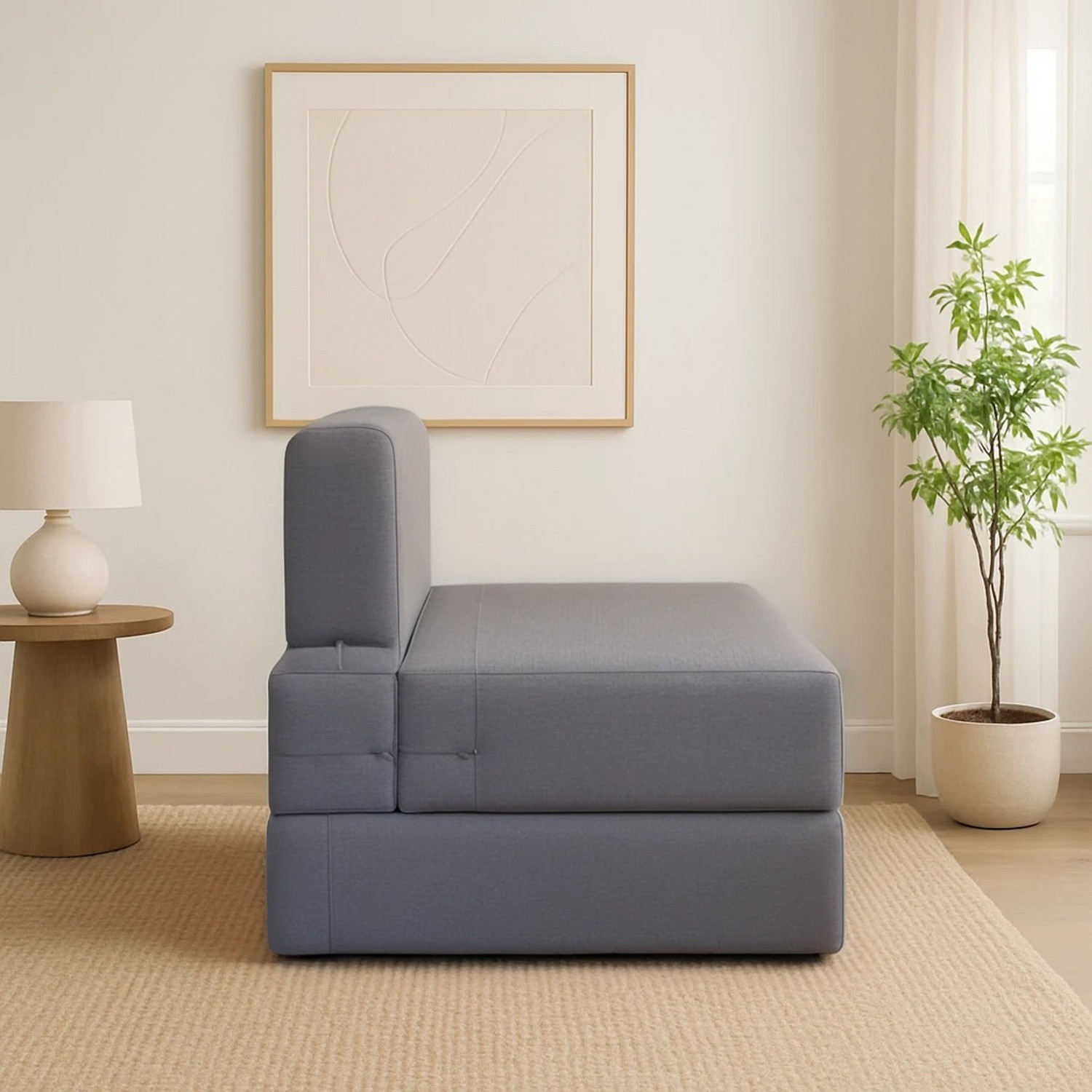Image of PUMPUM Sofa Cum Bed 2 Seater Single Foam Fold Out Sofa Cum Bed (Finish Color - Grey Delivery Condition - Pre-assembled)