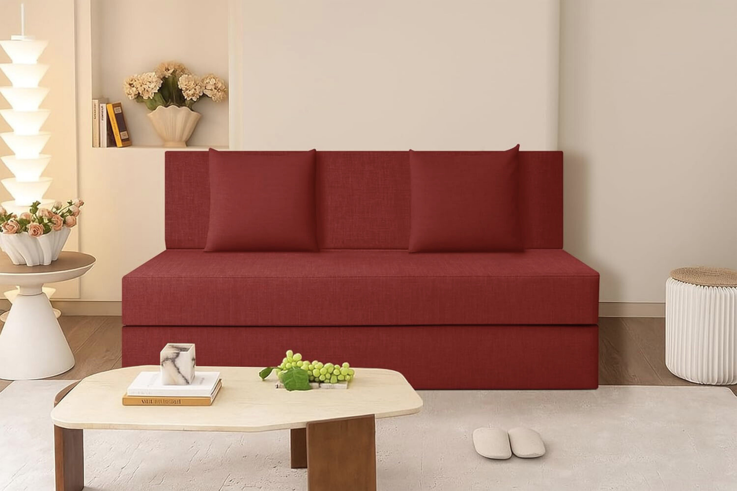 Image of PUMPUM Sofa Cum Bed 2 Seater Single Foam Fold Out Sofa Cum Bed (Finish Color - Grey Delivery Condition - Pre-assembled)