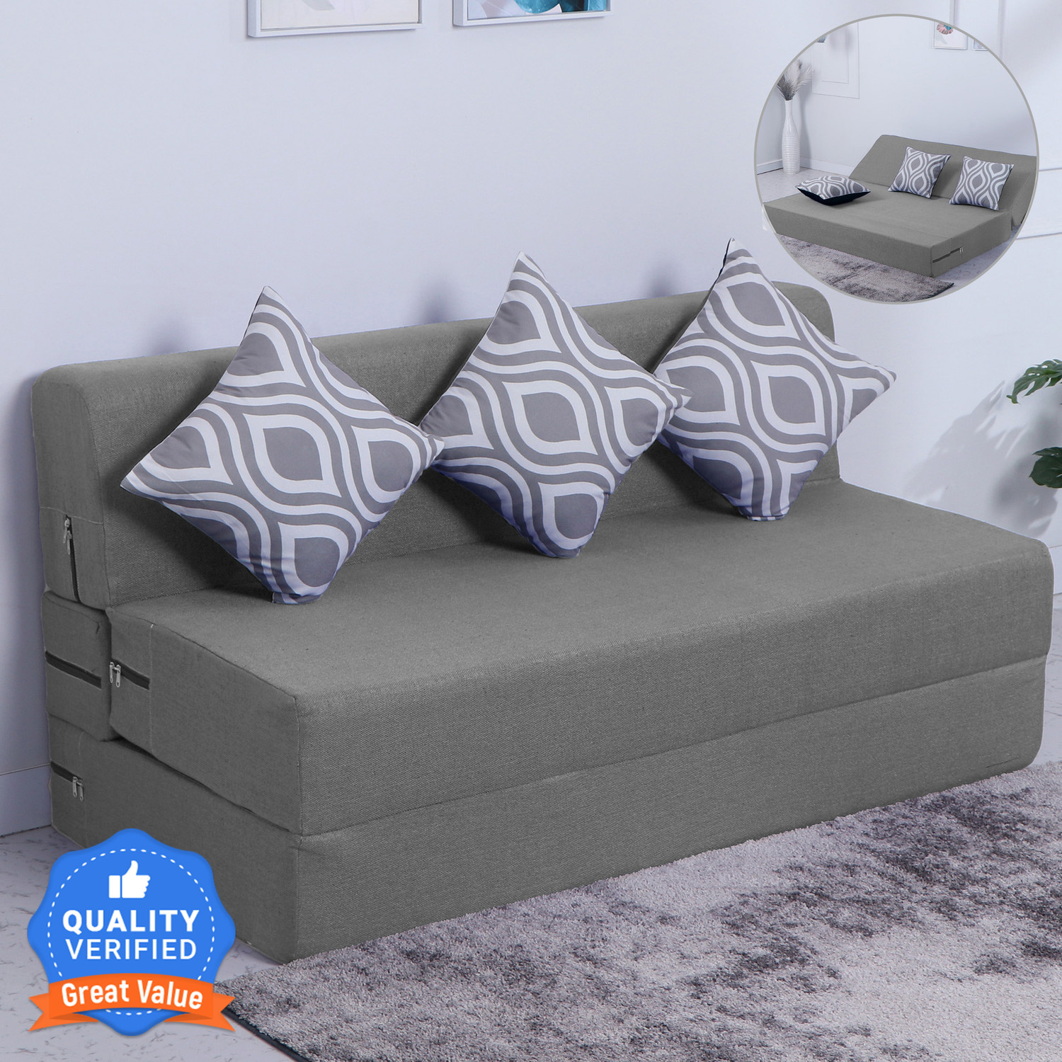 Flipkart Perfect Homes Jane Sofa Cum Bed 5'X6' 3 Seater - Image 1