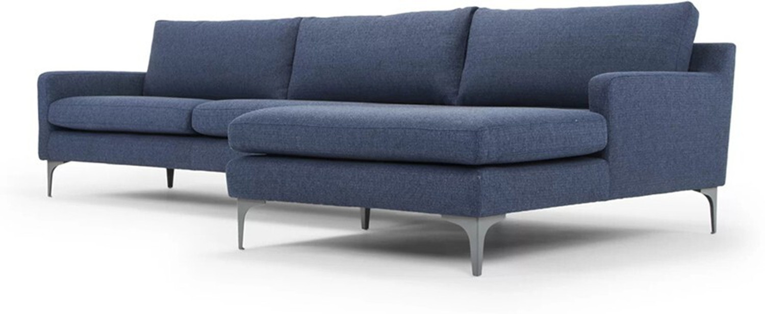 Image of Torque Franco 4 Seater Fabric L Shape Sofa for Living Room - (Right Side, Blue) Fabric 4 Seater Sofa (Finish Color - Blue, DIY(Do-It-Yourself))