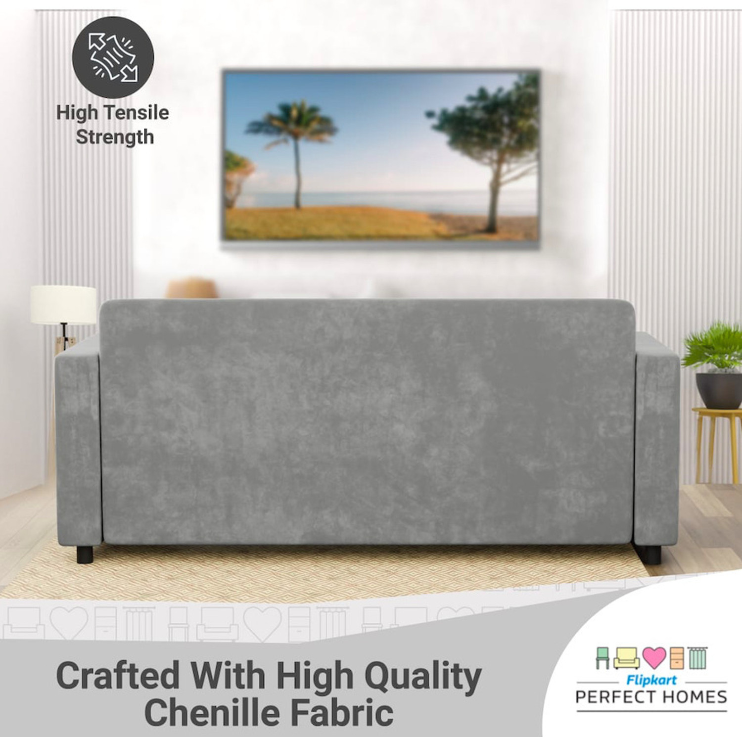Image of Flipkart Perfect Homes Nora Fabric 4 Seater Sofa (Finish Color - Grey, DIY(Do-It-Yourself))