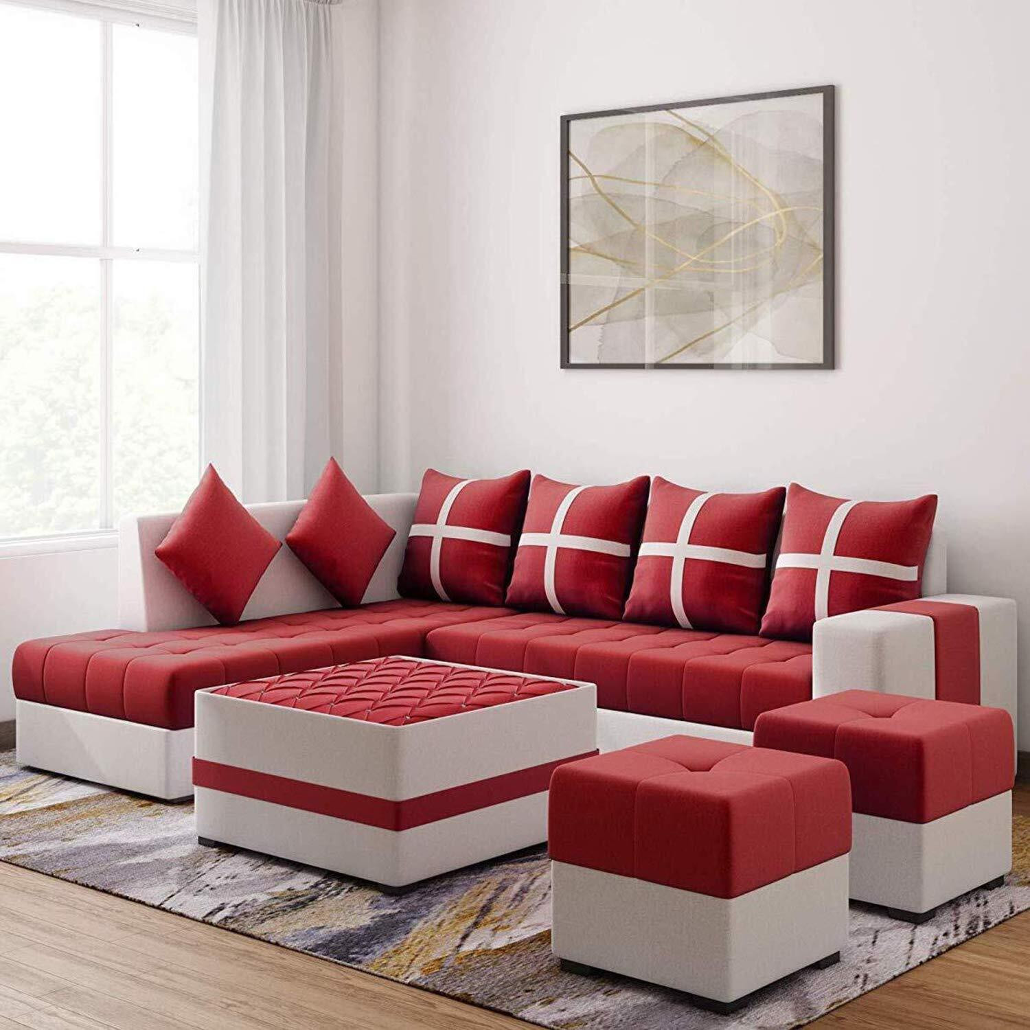 Image of SUNCROWN Monarch Sheesham wood for livingroom /bedroom /seating Fabric 3 + 2 Sofa Set (Walnut, Pre-assembled)
