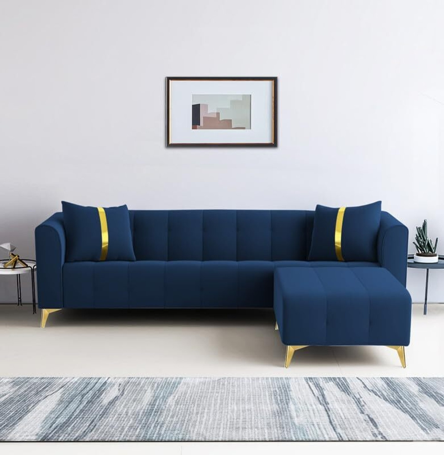 Image of FURNY Joybird 5 Seater LHS L Shape Sofa Cum Bed Set | Premium Leatherette Upholster Fabric 5 Seater Sofa (Finish Color - Brown, Pre-assembled)