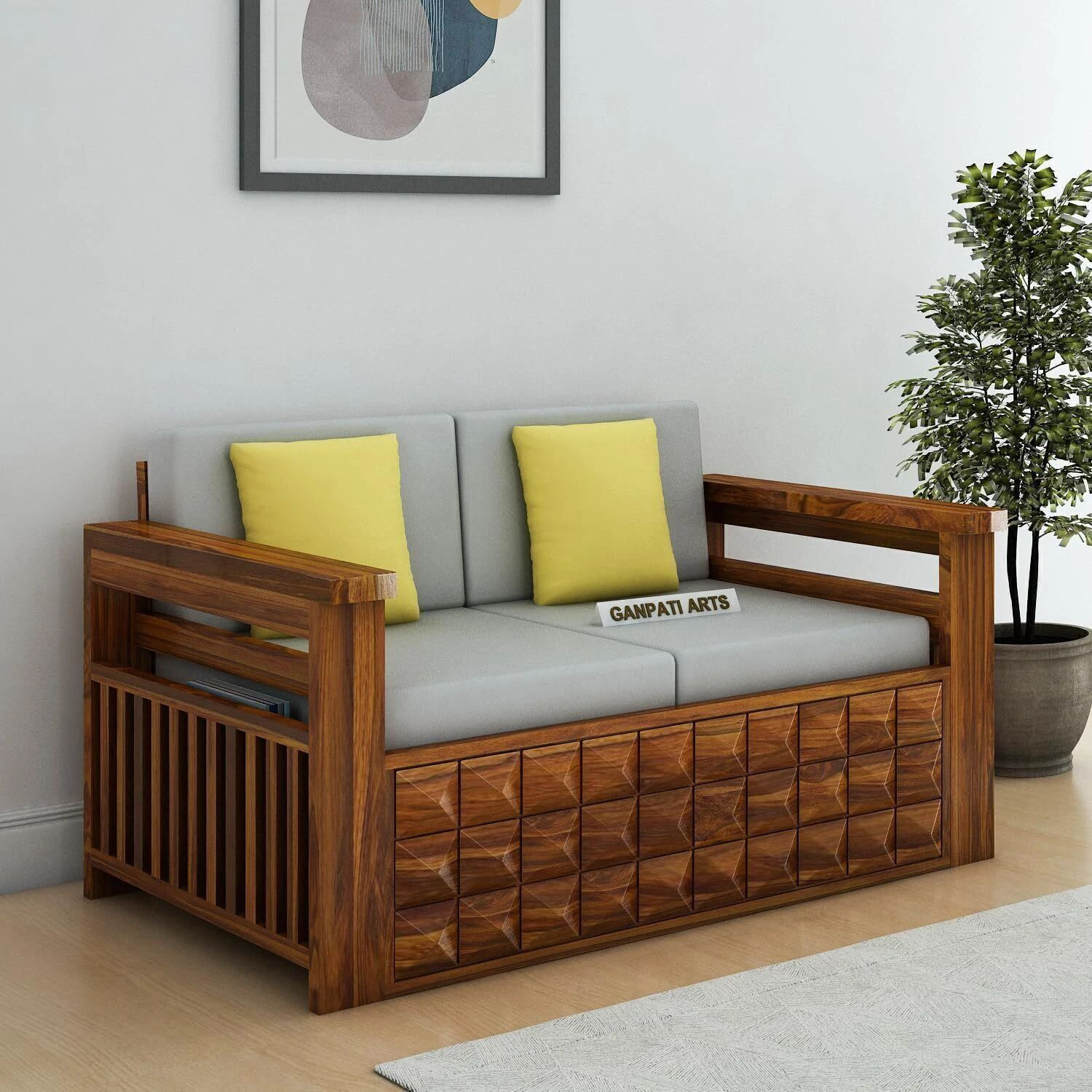 Image of Dr Smith Modern L-Shaped Sectional Sofa Set with Tufted Backrest & Ottoman Fabric 5 Seater Sofa (Finish Color - Brown, Pre-assembled)