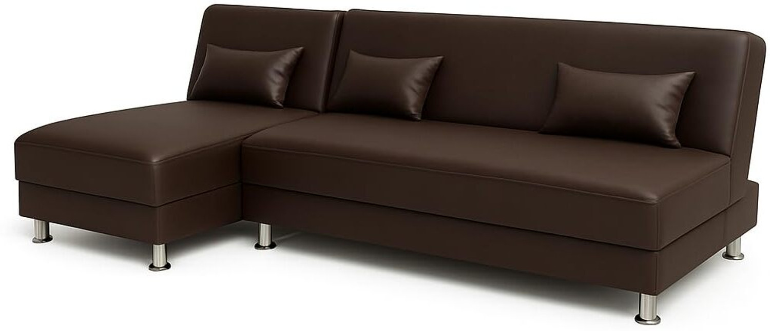 Image of FURNY Joybird 5 Seater LHS L Shape Sofa Cum Bed Set | Premium Leatherette Upholster Fabric 5 Seater Sofa (Finish Color - Brown, Pre-assembled)