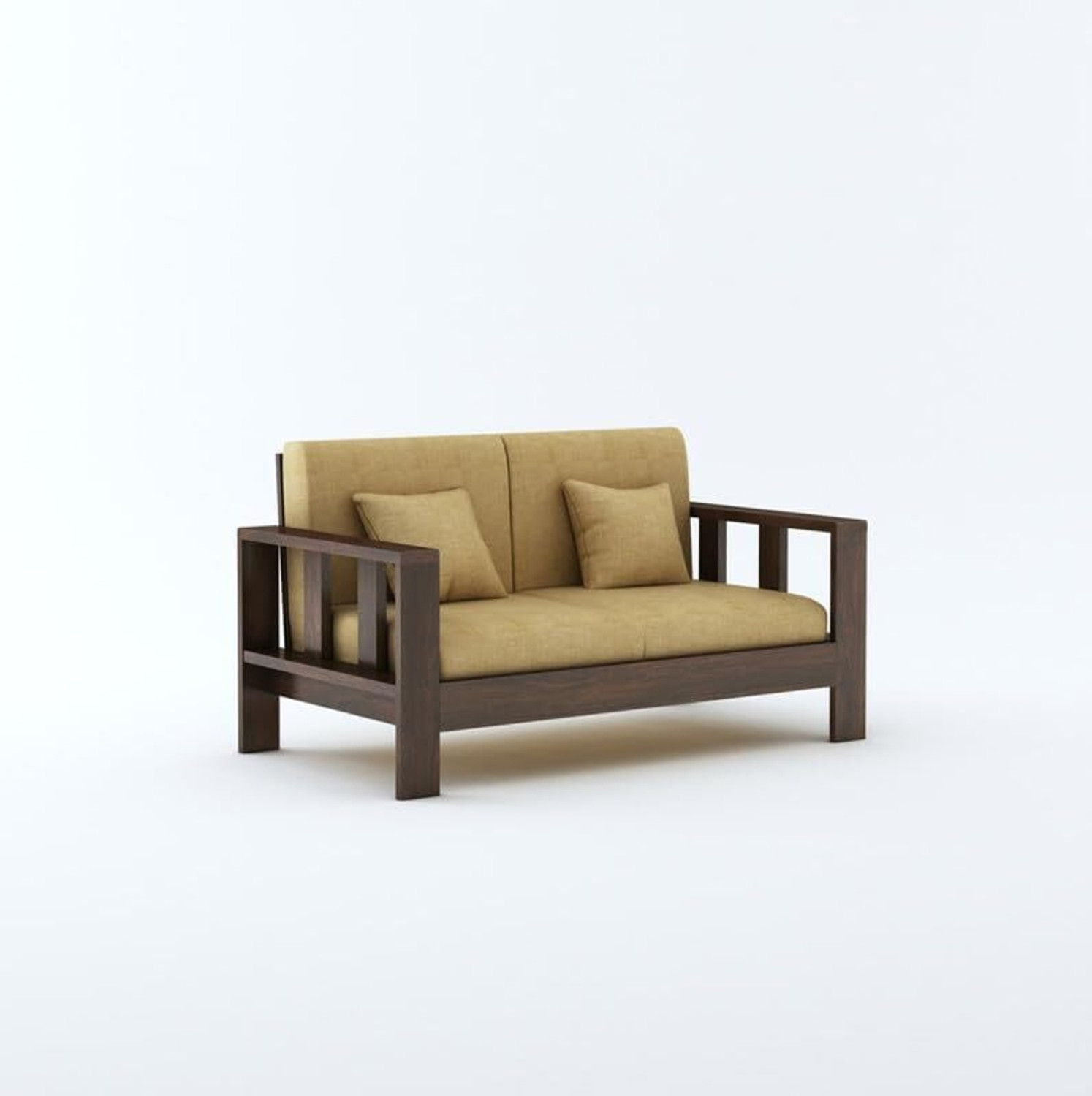 Image of SUNCROWN Monarch Sheesham wood for livingroom /bedroom /seating Fabric 2 + 1 Sofa Set (Walnut, Pre-assembled)
