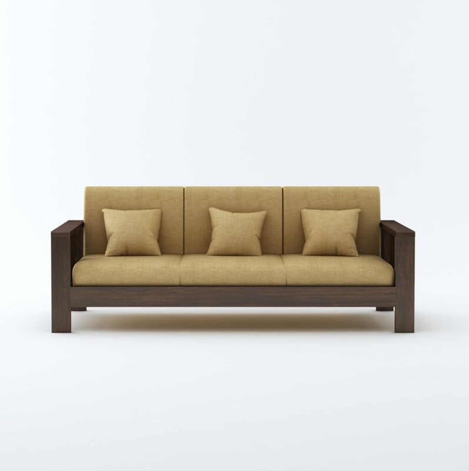 Image of SUNCROWN Monarch Sheesham wood for livingroom /bedroom /seating Fabric 3 + 2 Sofa Set (Walnut, Pre-assembled)