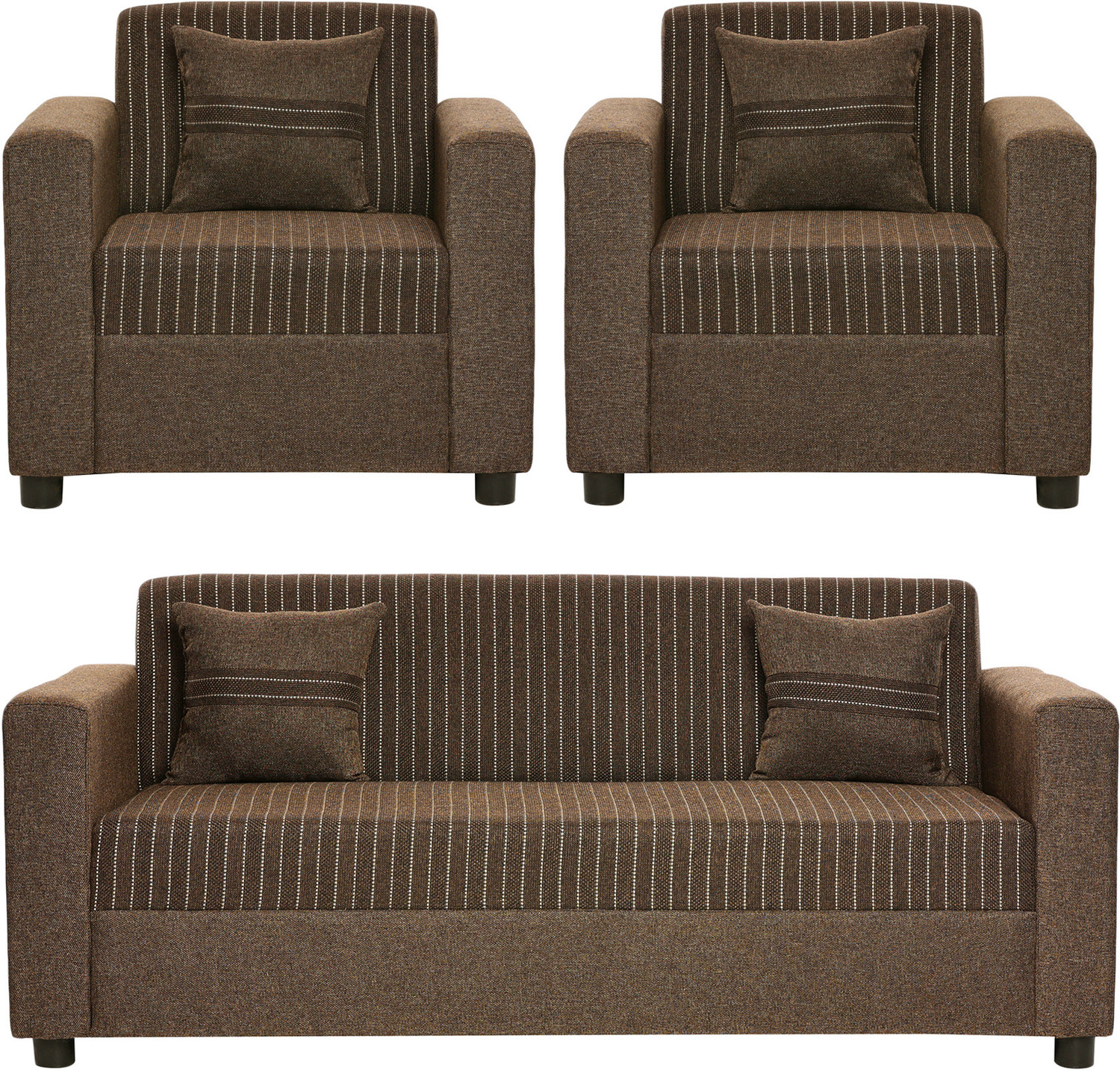 Image of Lakewood Furniture Wooden 5 Seater Sofa Fabric 3 + 1 + 1 Sofa Set (Teak Finish, DIY(Do-It-Yourself))