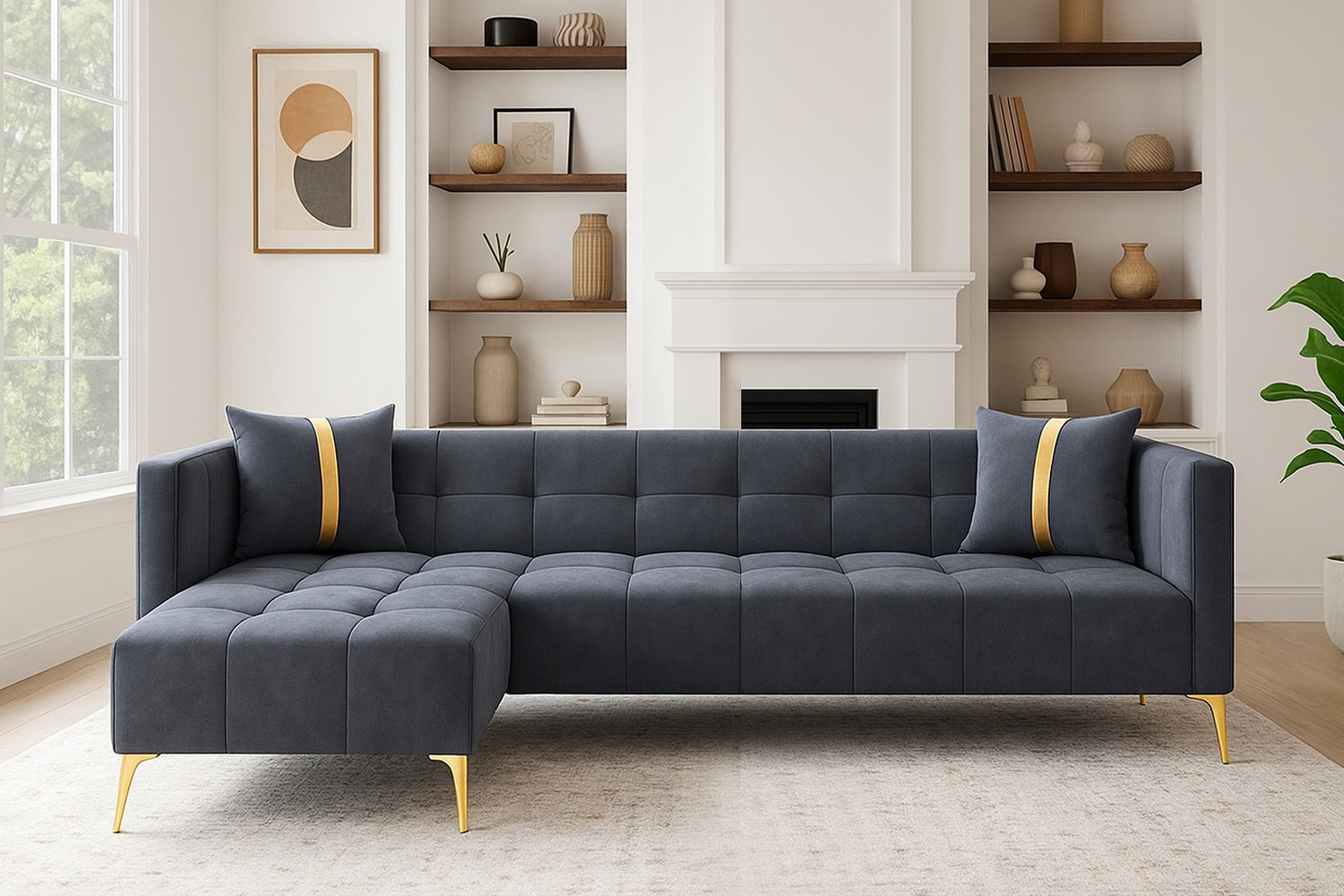 Image of Flipkart Perfect Homes Nora Fabric 4 Seater Sofa (Finish Color - Teal, DIY(Do-It-Yourself))