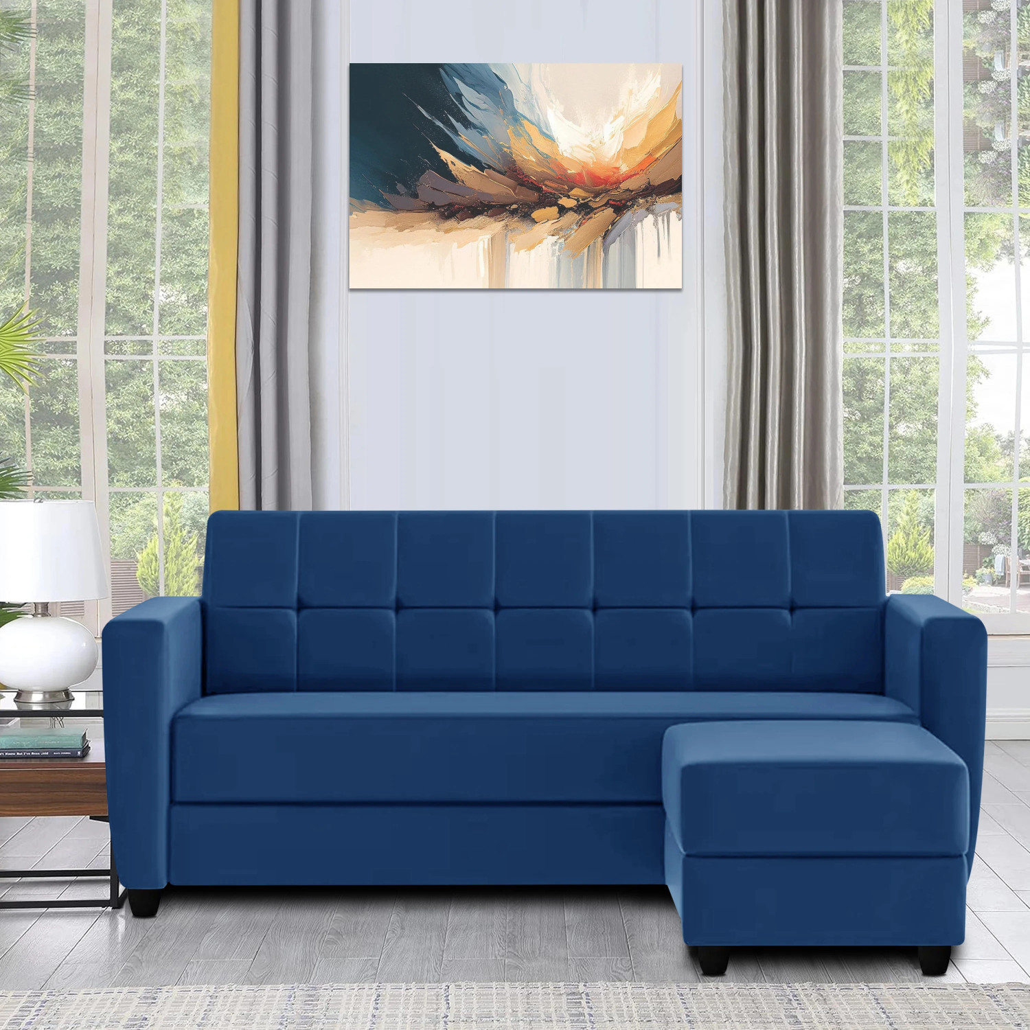 Image of Flipkart Perfect Homes Nora Fabric 4 Seater Sofa (Finish Color - Teal, DIY(Do-It-Yourself))