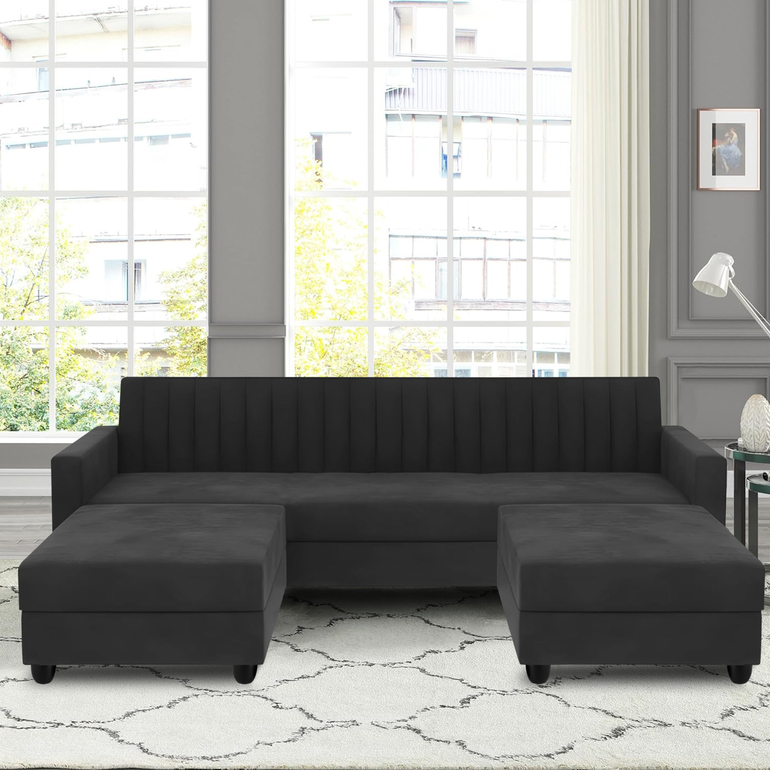 Image of Flipkart Perfect Homes NYC Fabric 4 Seater Sofa (Finish Color - Green, DIY(Do-It-Yourself))