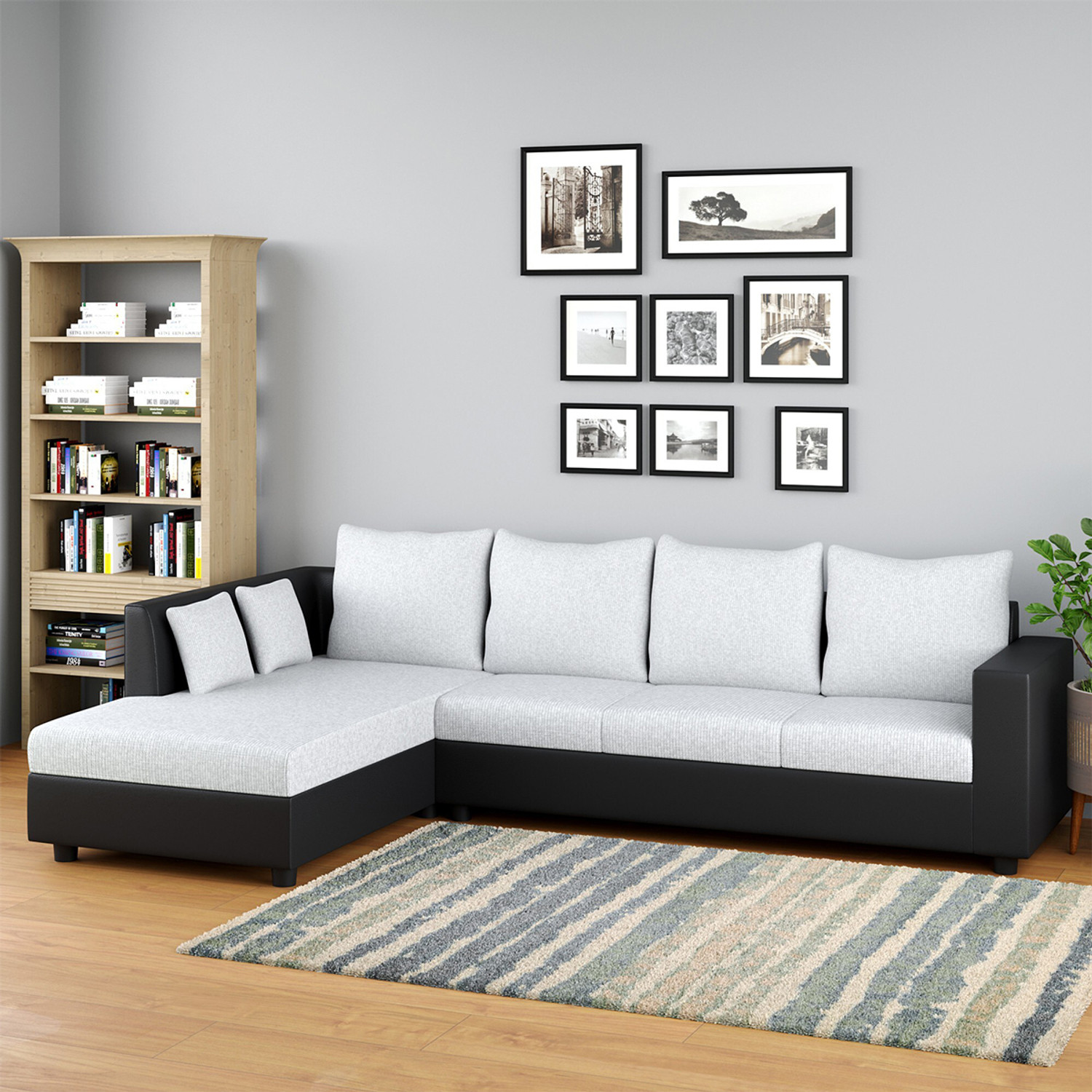 WESTIDO Leatherette 6 Seater Black Sofa - Image 6