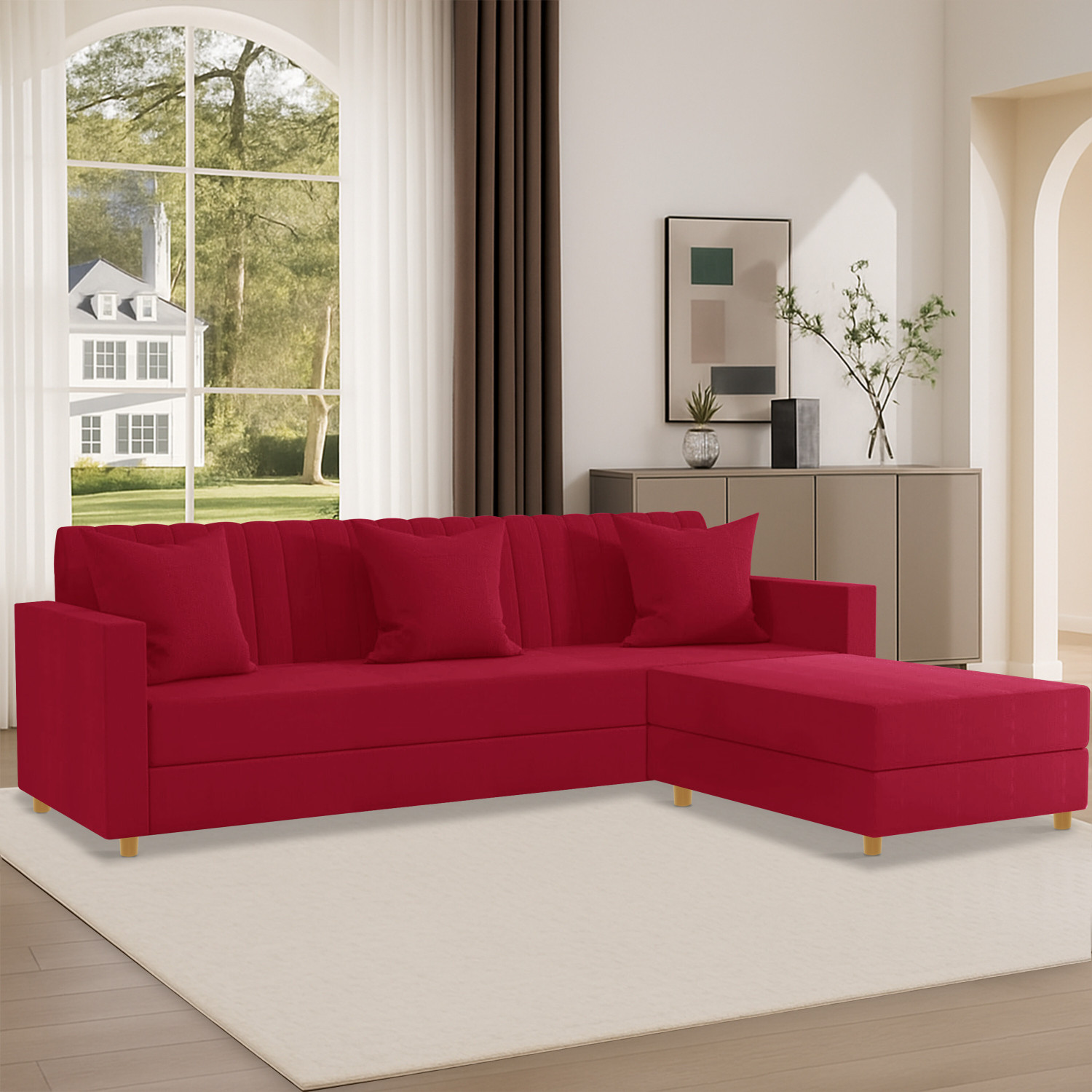 Image of Flipkart Perfect Homes Nora Fabric 4 Seater Sofa (Finish Color - Teal, DIY(Do-It-Yourself))