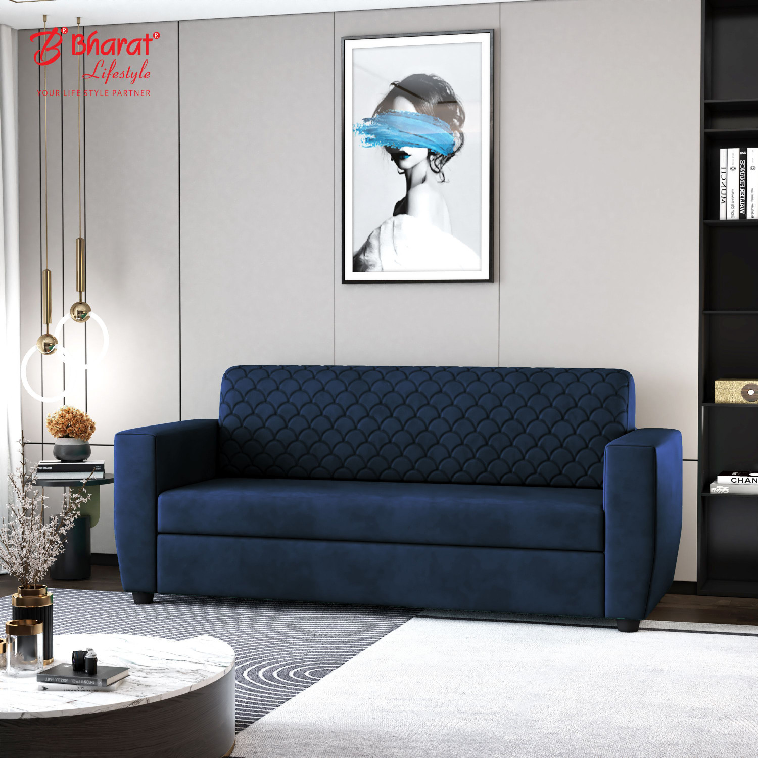 Image of Flipkart Perfect Homes Nora Fabric 4 Seater Sofa (Finish Color - Teal, DIY(Do-It-Yourself))