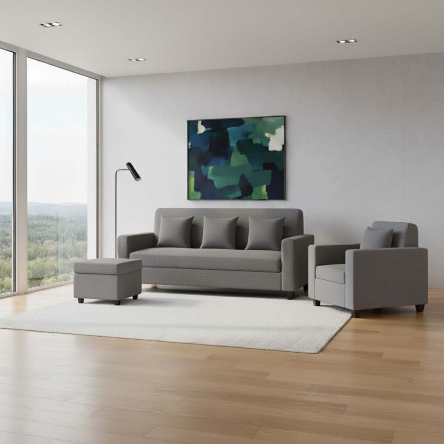 Image of Flipkart Perfect Homes Nora Fabric 4 Seater Sofa (Finish Color - Grey, DIY(Do-It-Yourself))