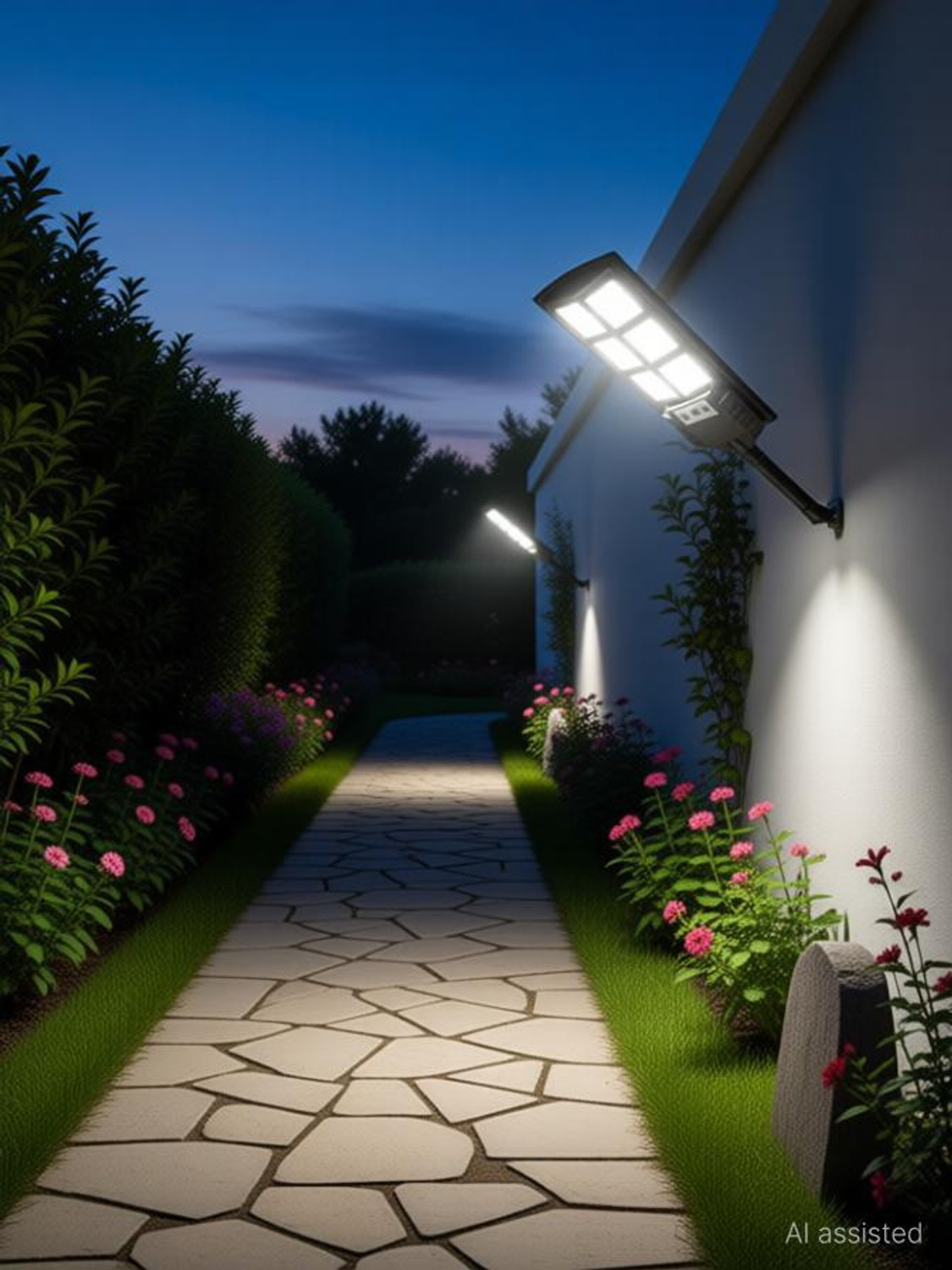 Image of Wengonvila Outdoor Solar Lamp with Remote - Auto On /Off, Multiple Modes Solar Light Set (Wall Mounted Pack of 1)