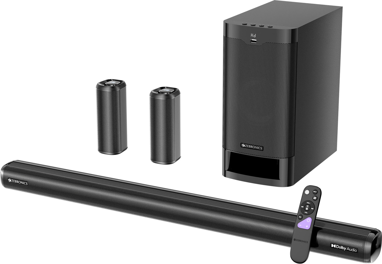 ZEBRONICS Juke Bar 9525,Dolby Audio,Subwoofer & Satellites,BTv5.3,HDMI ARC,OPTICAL,USB,AUX 525 W Bluetooth Soundbar