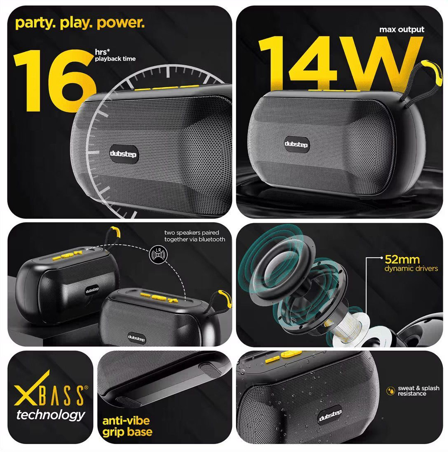 Image of Dubstep POP 1400 (14W 6hr Playtime )52mm drivers 14 W Bluetooth Home Audio Speaker (Black, 2.0 Channel)