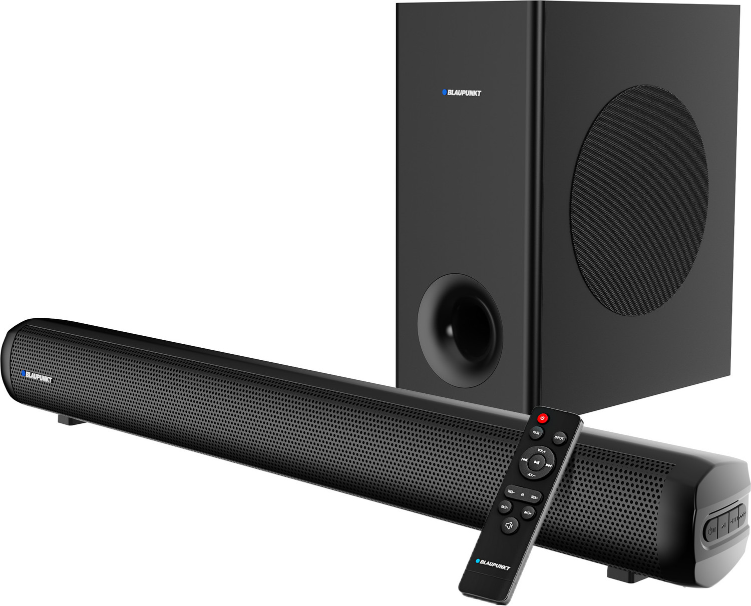 Image of Blaupunkt SBW Chicago 20 Soundbar I HDMI-ARC I Bluetooth I AUX I USB 120 W Bluetooth Home Audio Speaker (Black, 2.1 Channel)