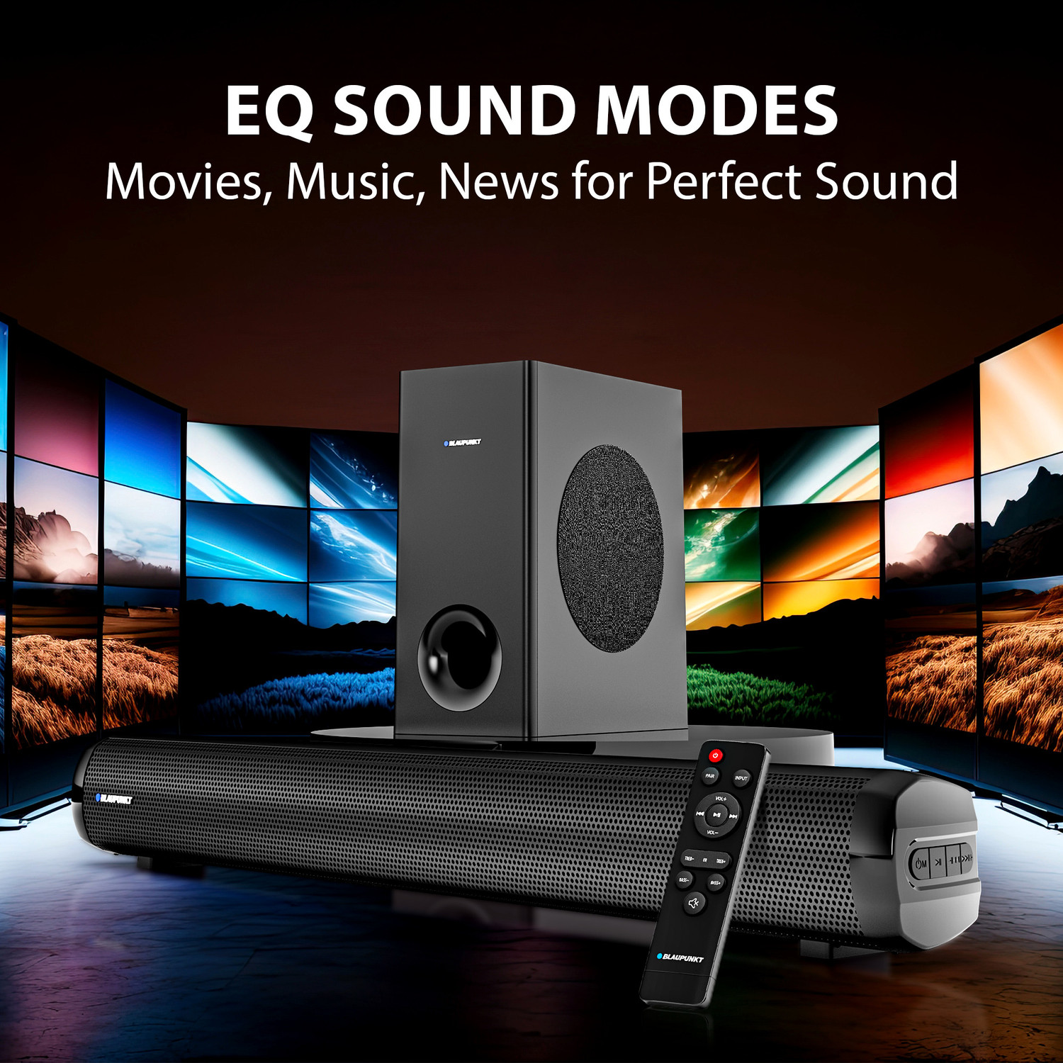 Image of Blaupunkt SBW Chicago 20 Soundbar I HDMI-ARC I Bluetooth I AUX I USB 120 W Bluetooth Home Audio Speaker (Black, 2.1 Channel)