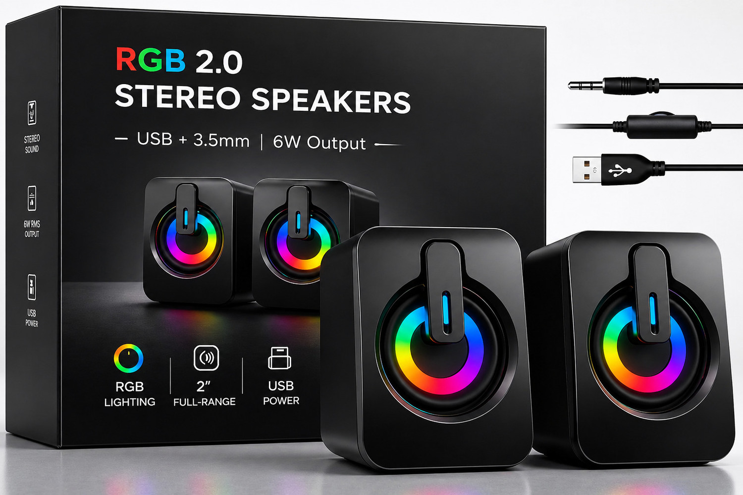 Otoobest RGB Lights Computer Speaker 6W - Image 1
