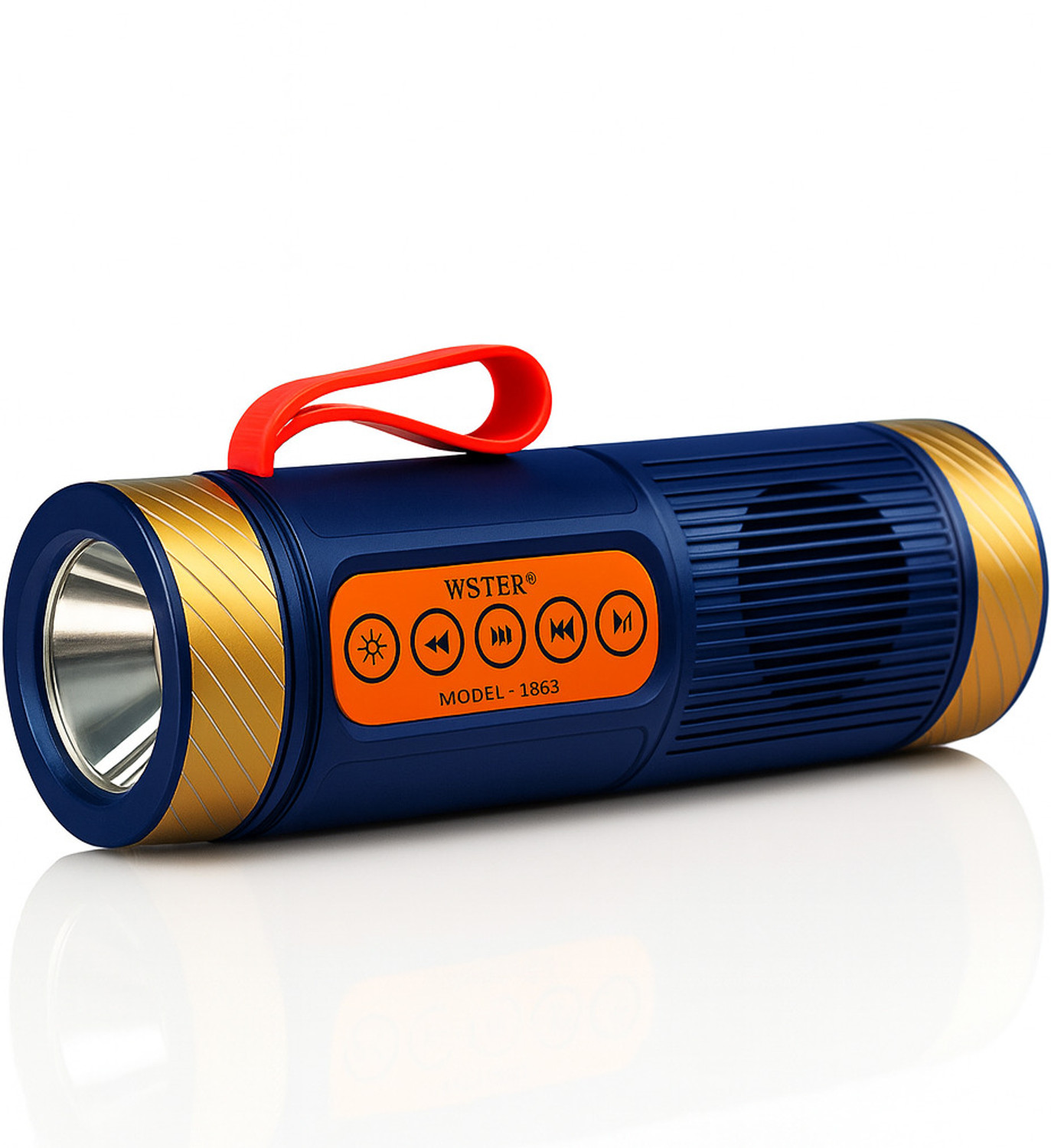 Image of Jmax Portable BT Speaker| 7W, FM,LED Torch USB /TF /AUX, - Outdoor Travel Music System 7 W Bluetooth Speaker (Blue, Stereo Channel)
