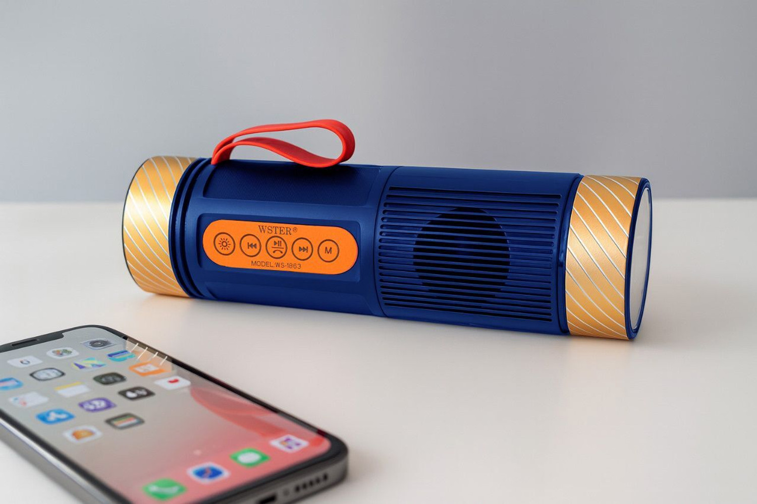 Image of Jmax Portable BT Speaker| 7W, FM,LED Torch USB /TF /AUX, - Outdoor Travel Music System 7 W Bluetooth Speaker (Blue, Stereo Channel)