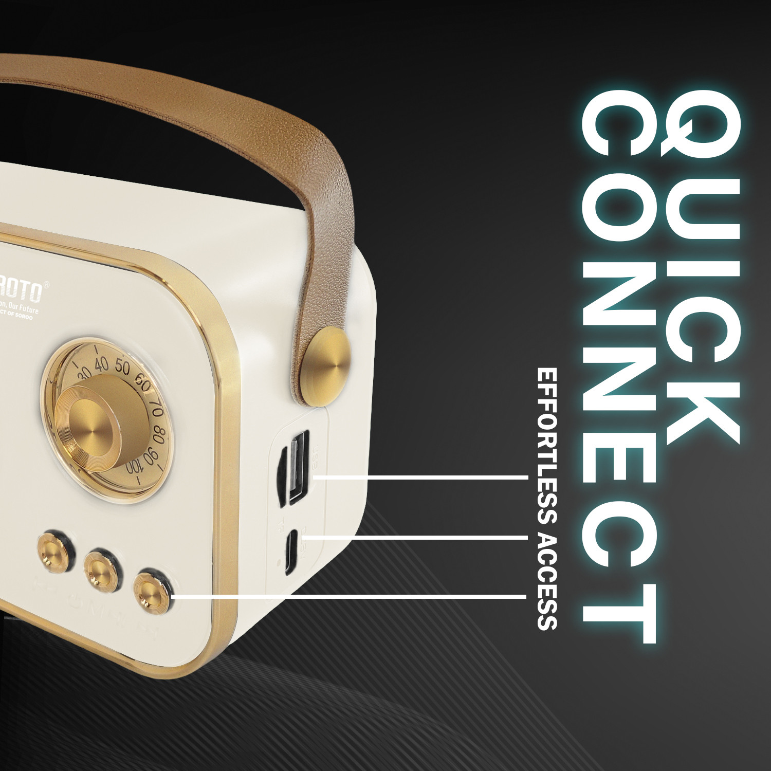 Image of YOROTO Retro Bluetooth Speaker Vintage Design 12 W Bluetooth Speaker (White, Cream, Stereo Channel)
