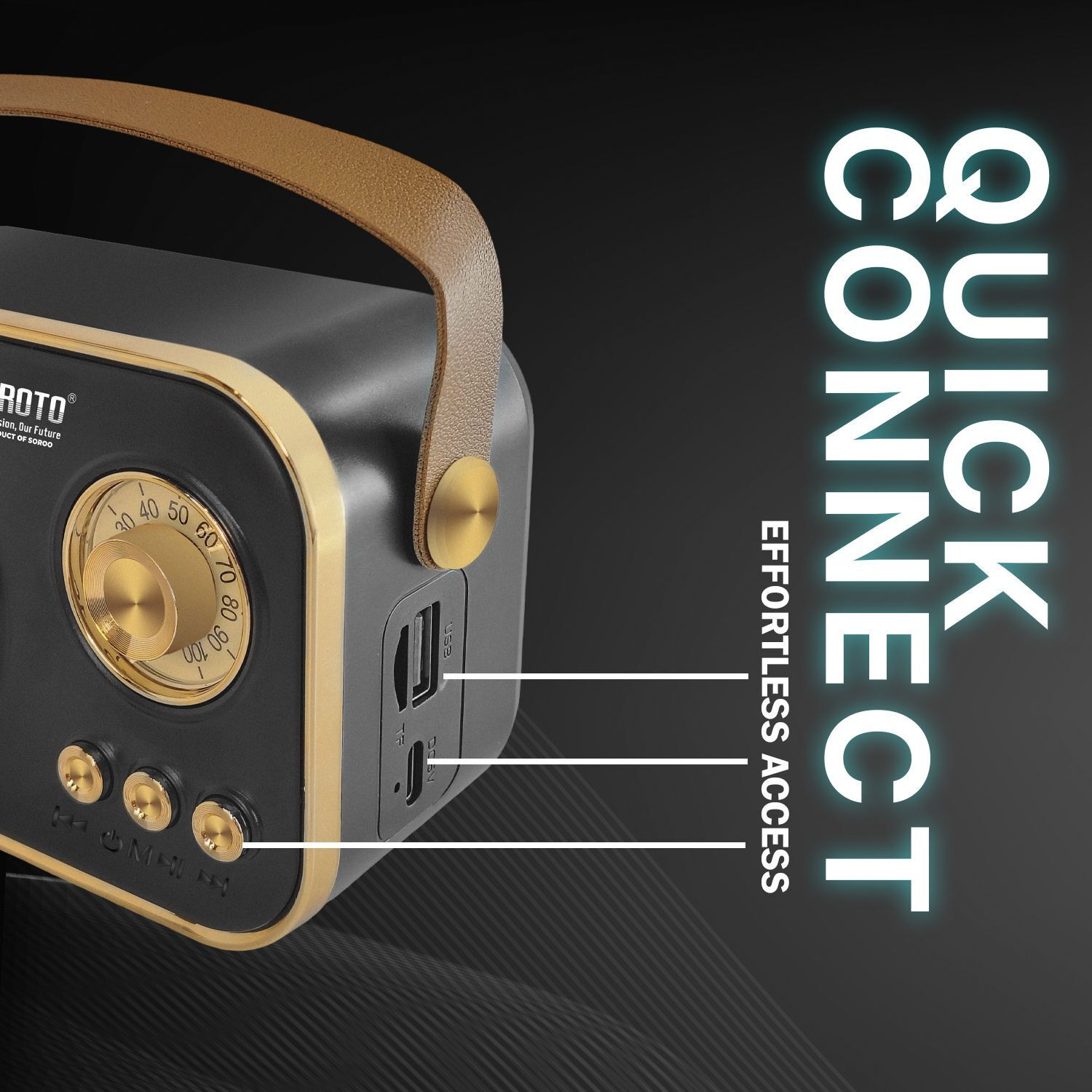 Image of YOROTO Vintage Bluetooth Speaker 12W Retro Design 12 W Bluetooth Speaker (Black, Golden, Stereo Channel)