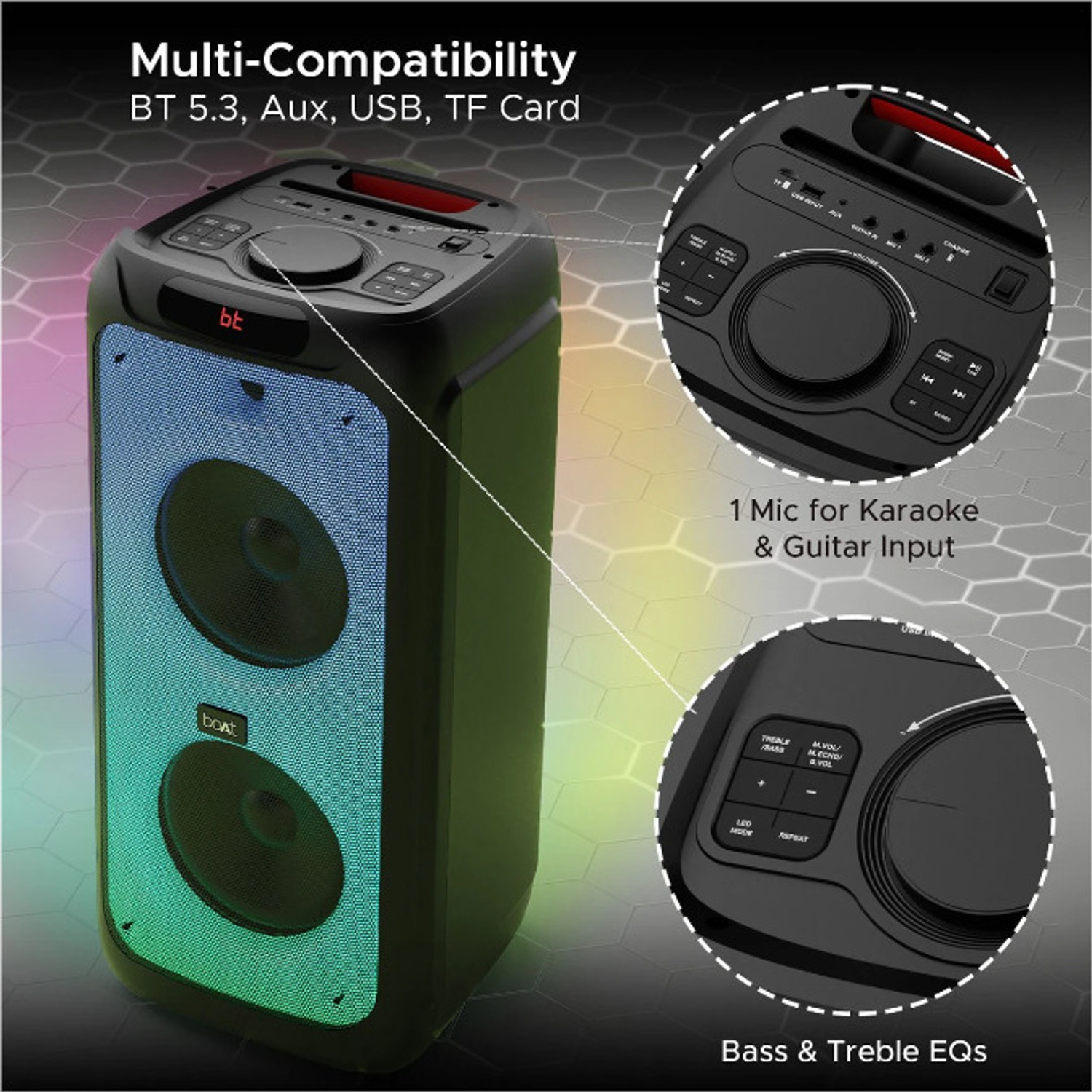 Image of boAt Partypal 390 /PartyPal 400 159 W Bluetooth Speaker (Space Black, Mono Channel)