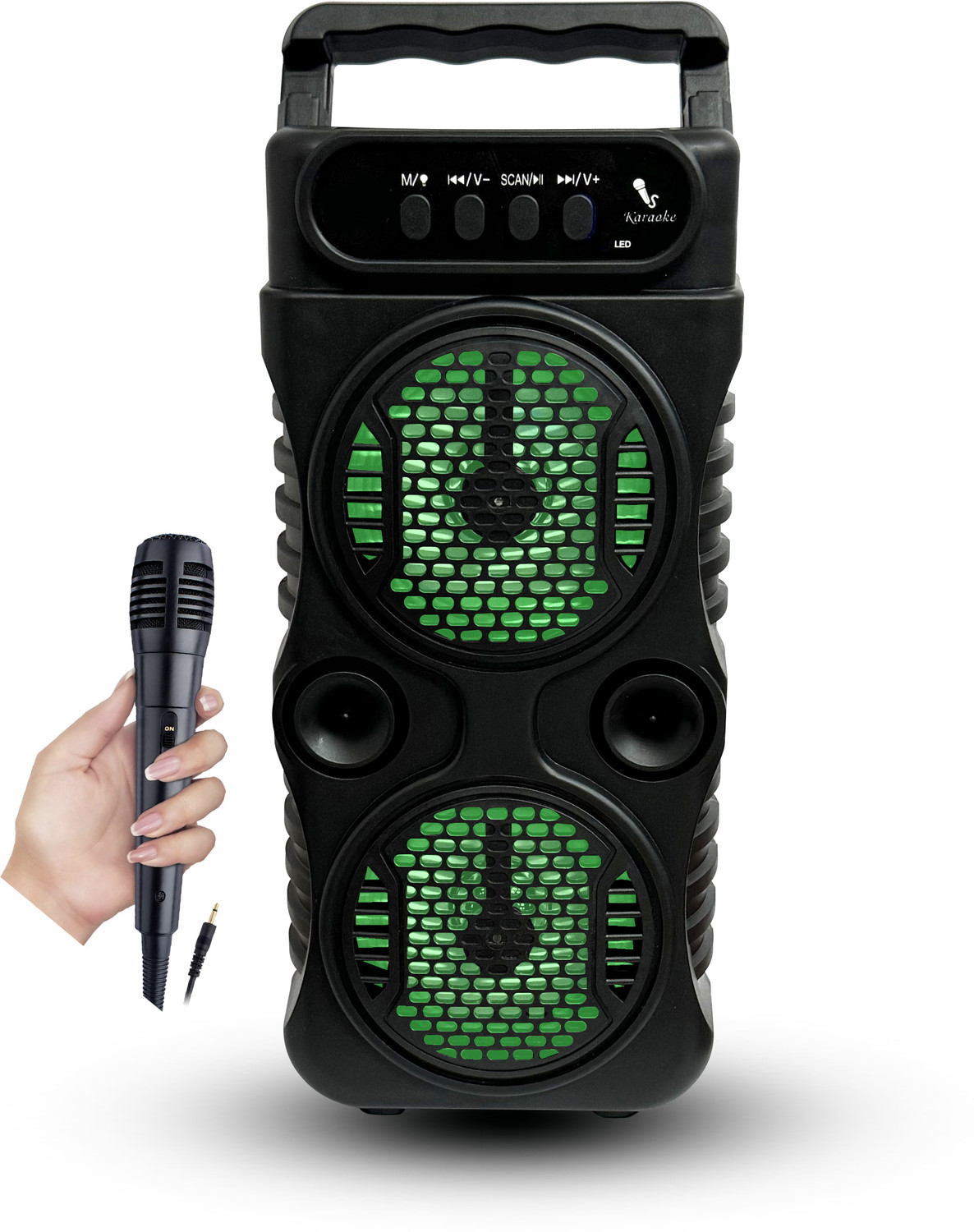 Image of MZ M303 (PORTABLE BLUETOOTH SPEAKER) Dynamic Thunder Sound, 1200mAh Battery Karaoke 10 W Bluetooth Party Speaker (Black, Stereo Channel)