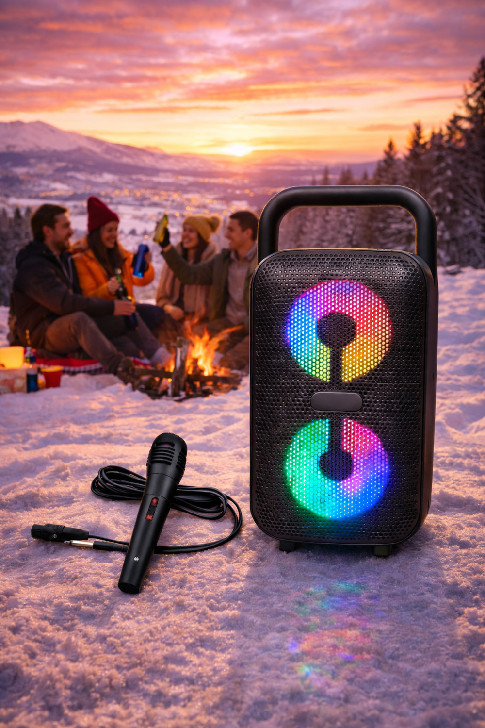 Image of MZ M303 (PORTABLE BLUETOOTH SPEAKER) Dynamic Thunder Sound, 1200mAh Battery Karaoke 10 W Bluetooth Party Speaker (Black, Stereo Channel)