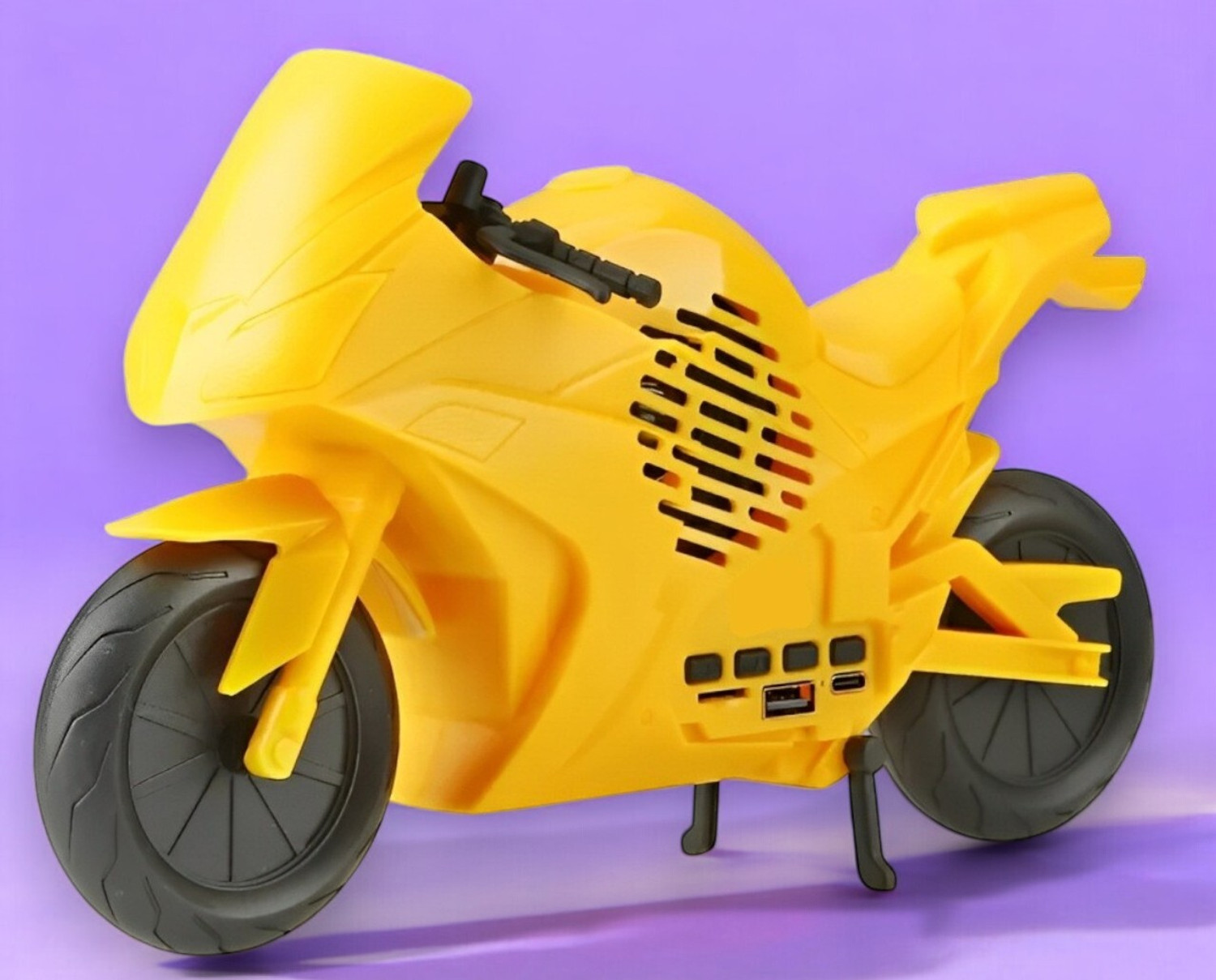 Image of Rocketek Bumblebee Helmet Lighting Eye Stereo FM Radio Mp3 TF Card Supported Subwoofer Wireless Bluetooth 5 W Bluetooth Speaker (Yellow, Stereo Channel)