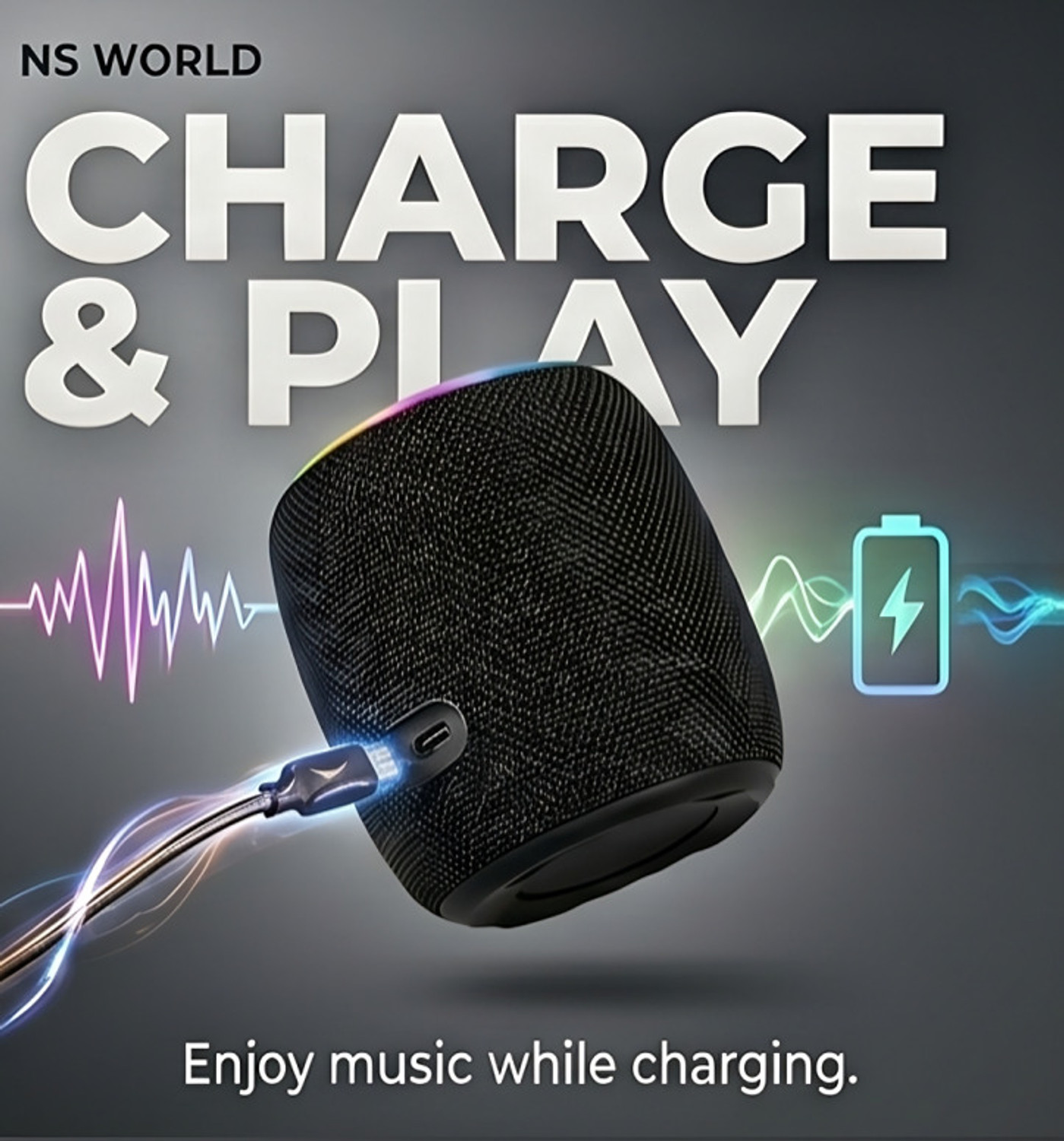 Image of NS WORLD EchoMax Ultra Wireless Bluetooth Portable Speaker RGB Light,USB,TF & Loud Bass 8 W Bluetooth PA Speaker (Black, 2.0 Channel)