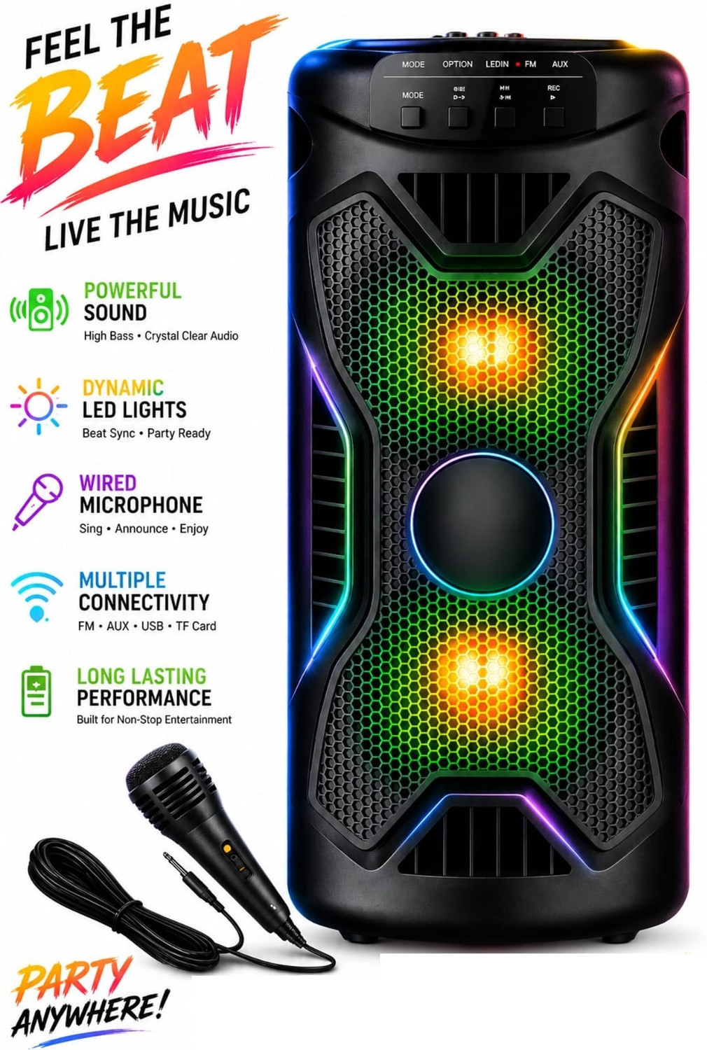 LIMBRO Bluetooth Speaker 1000W 2.0 Channel Black - Image 1