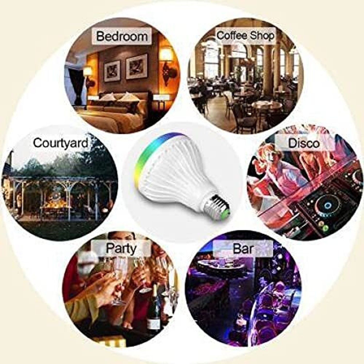 Image of laxmi gold RGB Color changing LED Smart Music Remote Control Bulb 5 W Bluetooth Party Speaker (White, Stereo Channel)