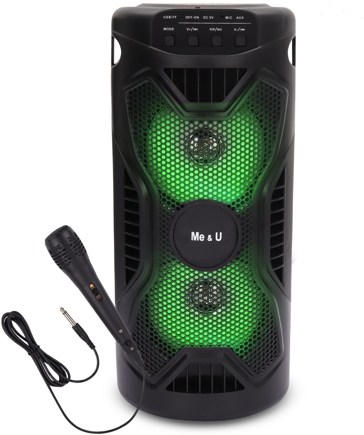 Image of DH Discovery DH-1501 9000W (2 Wireless Karaoke Mic, 6HRS Playtime, Guitar Input, RGB Light) 9000 W Bluetooth Party Speaker (Black, 2.0 Channel)