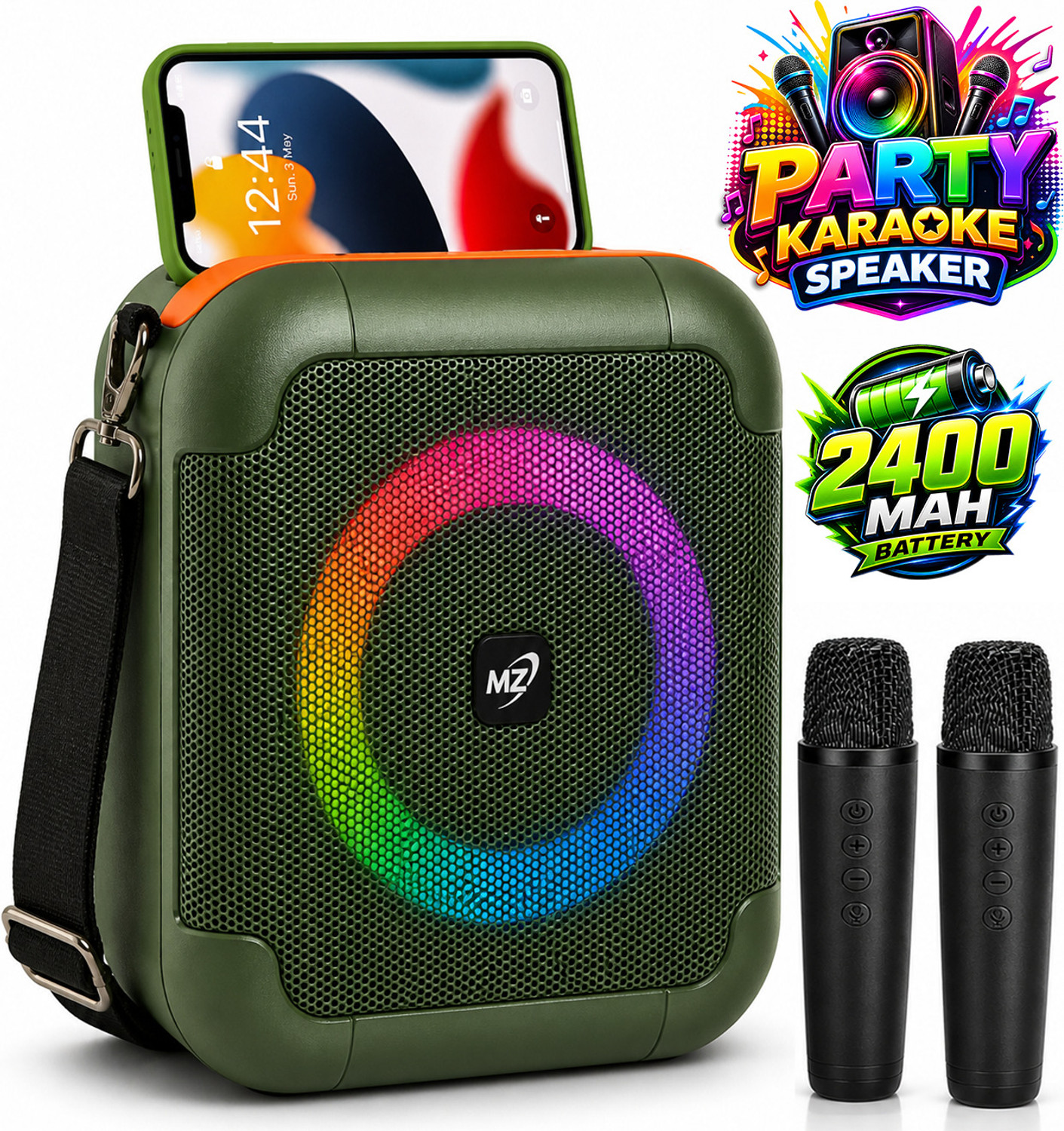 Image of MZ M303 (PORTABLE BLUETOOTH SPEAKER) Dynamic Thunder Sound, 1200mAh Battery Karaoke 10 W Bluetooth Party Speaker (Black, Stereo Channel)