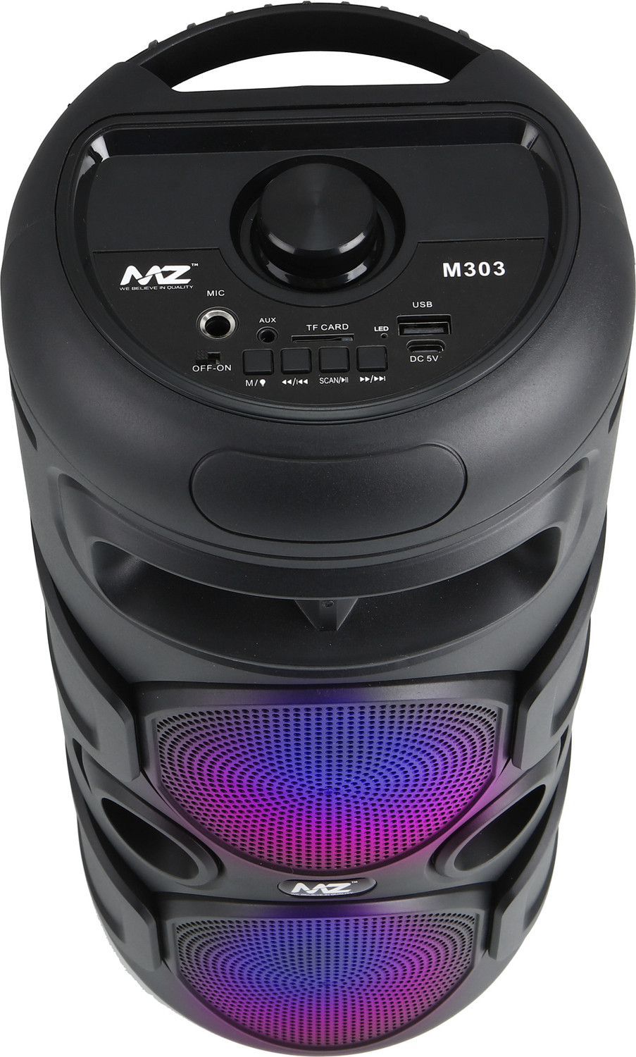 Image of MZ M303 (PORTABLE BLUETOOTH SPEAKER) Dynamic Thunder Sound, 1200mAh Battery Karaoke 10 W Bluetooth Party Speaker (Black, Stereo Channel)