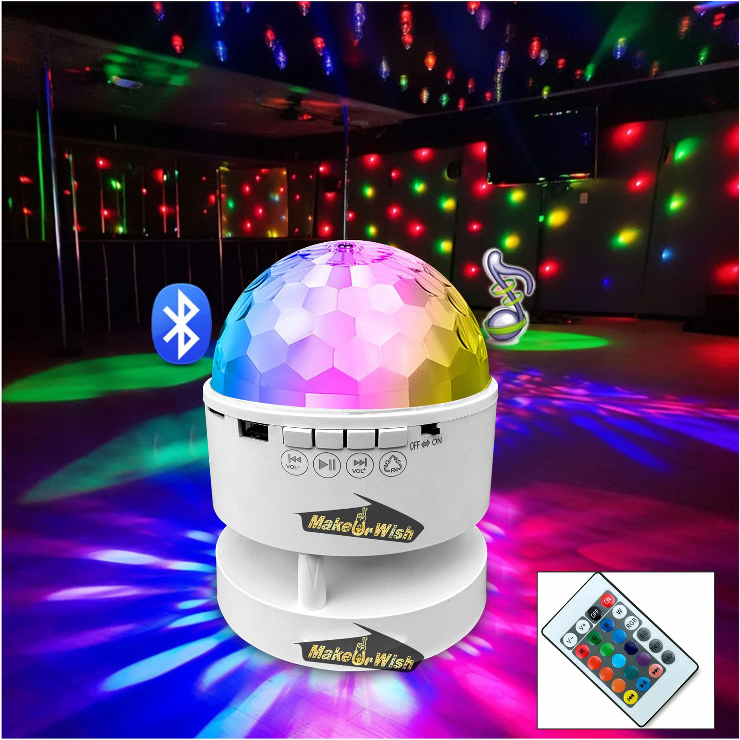 Image of laxmi gold RGB Color changing LED Smart Music Remote Control Bulb 5 W Bluetooth Party Speaker (White, Stereo Channel)