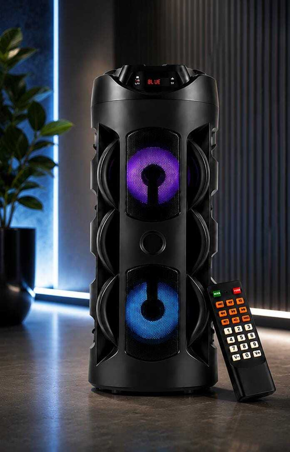 3RY 40W Portable Bluetooth Tower Speaker with Dual Woofer, LED RGB Lights & Remote 40 W Bluetooth Party Speaker - Image 6