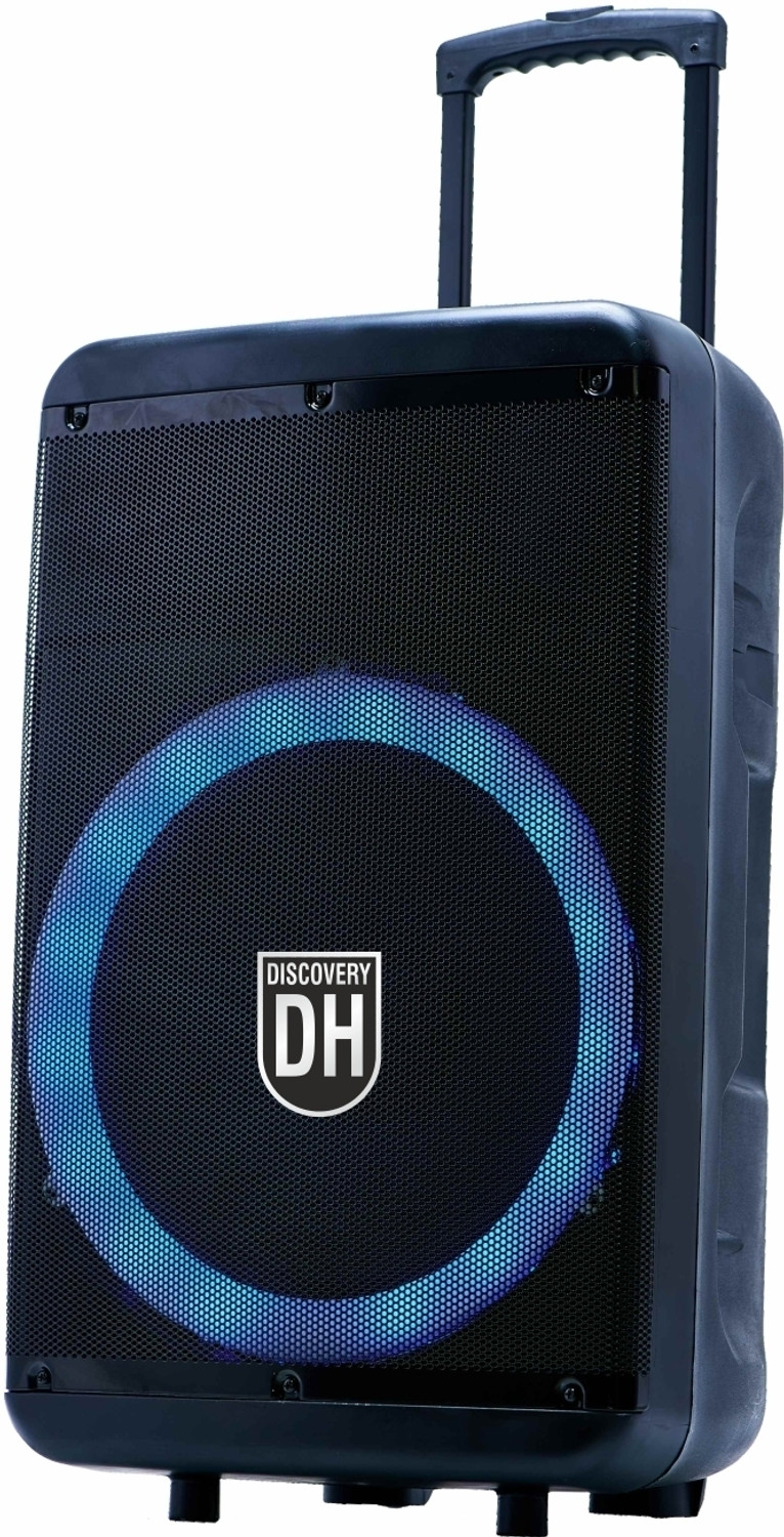 Image of DH Discovery DH-1501 9000W (2 Wireless Karaoke Mic, 6HRS Playtime, Guitar Input, RGB Light) 9000 W Bluetooth Party Speaker (Black, 2.0 Channel)