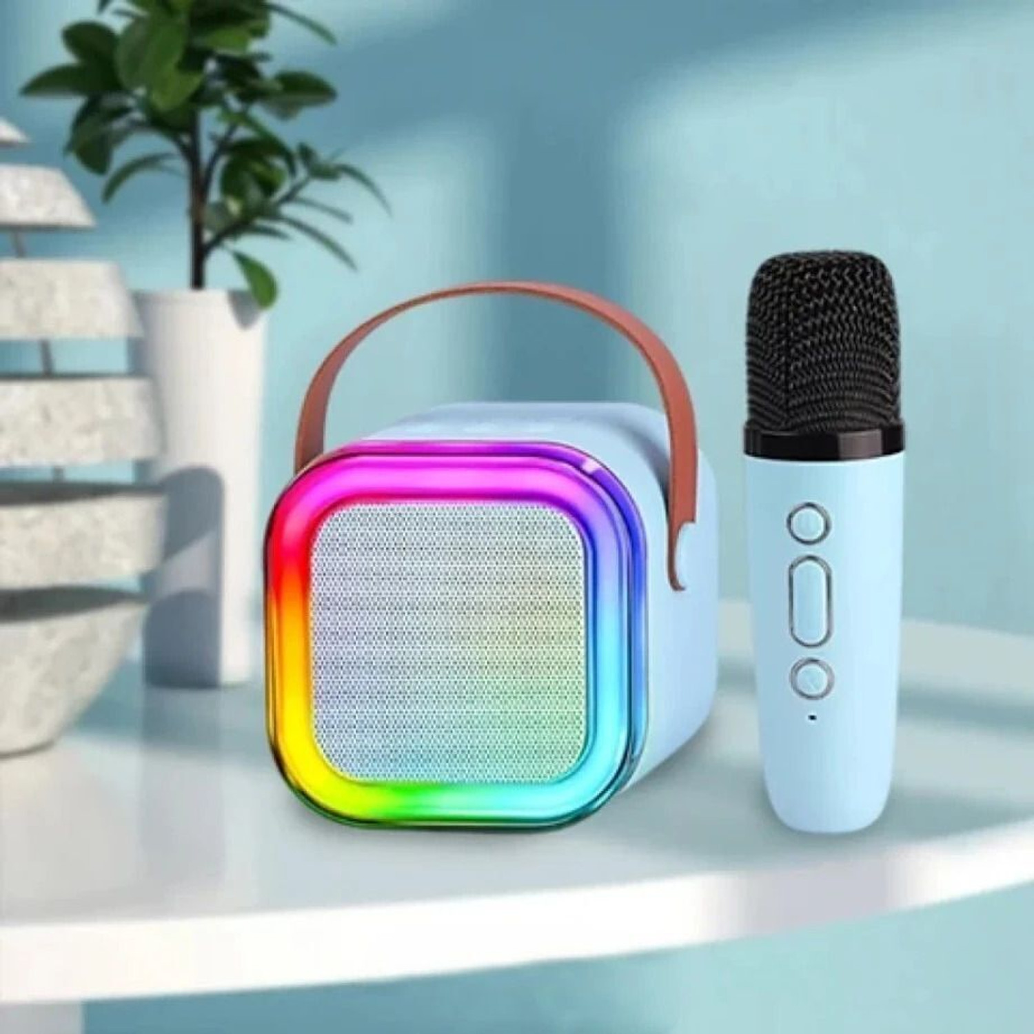 Image of Yurae Wireless Charging Digital Alarm Clock & Bluetooth Speaker with Google Assistant Smart Speaker (Multicolor)